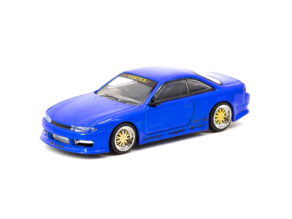 Tarmac Works 1:64 Scale Nissan Silvia S14 Vertex Edition Diecast Model Car - Blue Metallic Finish | Collectible Miniature Toy for Display, Racing Dioramas & Car Enthusiasts
