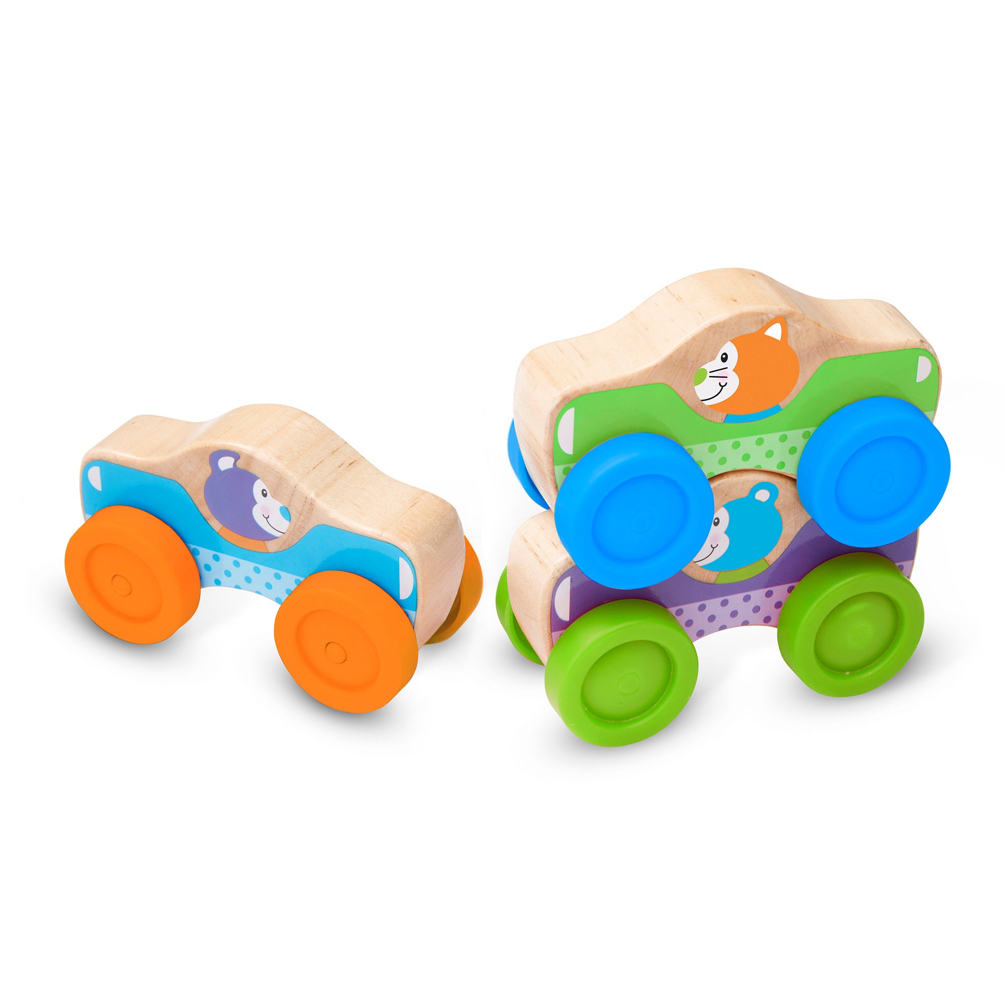 Wooden Animal Stacking Cars - Montessori Educational Toys for Toddlers, Stacking Blocks with Animal Shapes for Kids Learning & Play - Perfect for Preschool Activities, Birthday Gifts & Nursery Decor