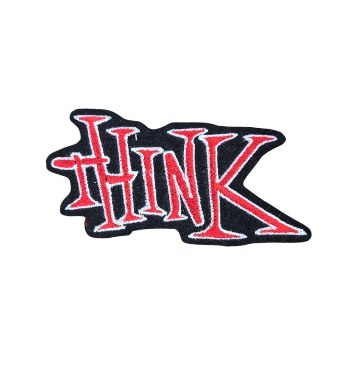 Vintage Think Skateboard Patch 4 - Red Decorative Iron-On Emblem for DIY Jackets, Bags & Skateboard Customization - Perfect for Punk, Grunge & Skate Style