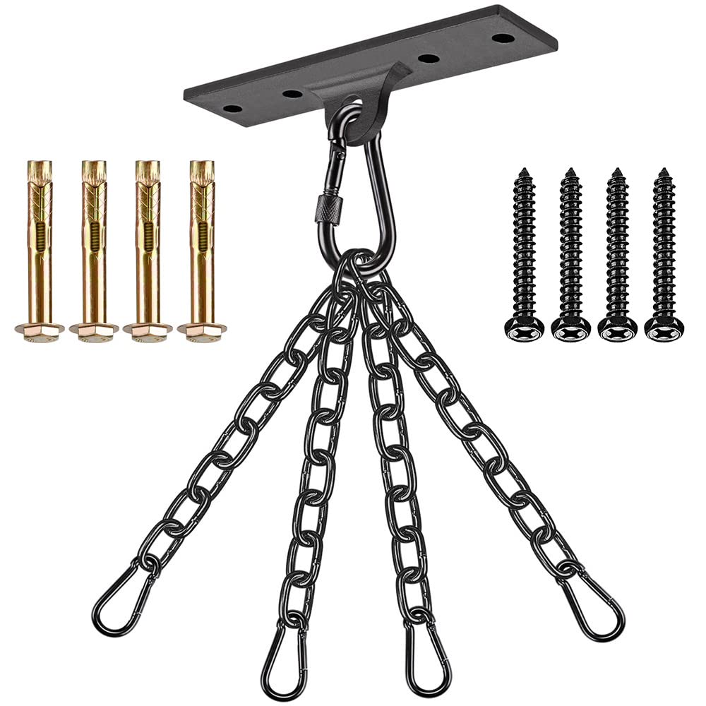 Dolibest Heavy Duty Punching Bag Hangers - Ceiling Mount Brackets with Carabiner for Boxing, MMA Training, Strength Workouts, Aerial Yoga Swing & Resistance Bands - Perfect for Home Gym, Garage & Martial Arts Studio