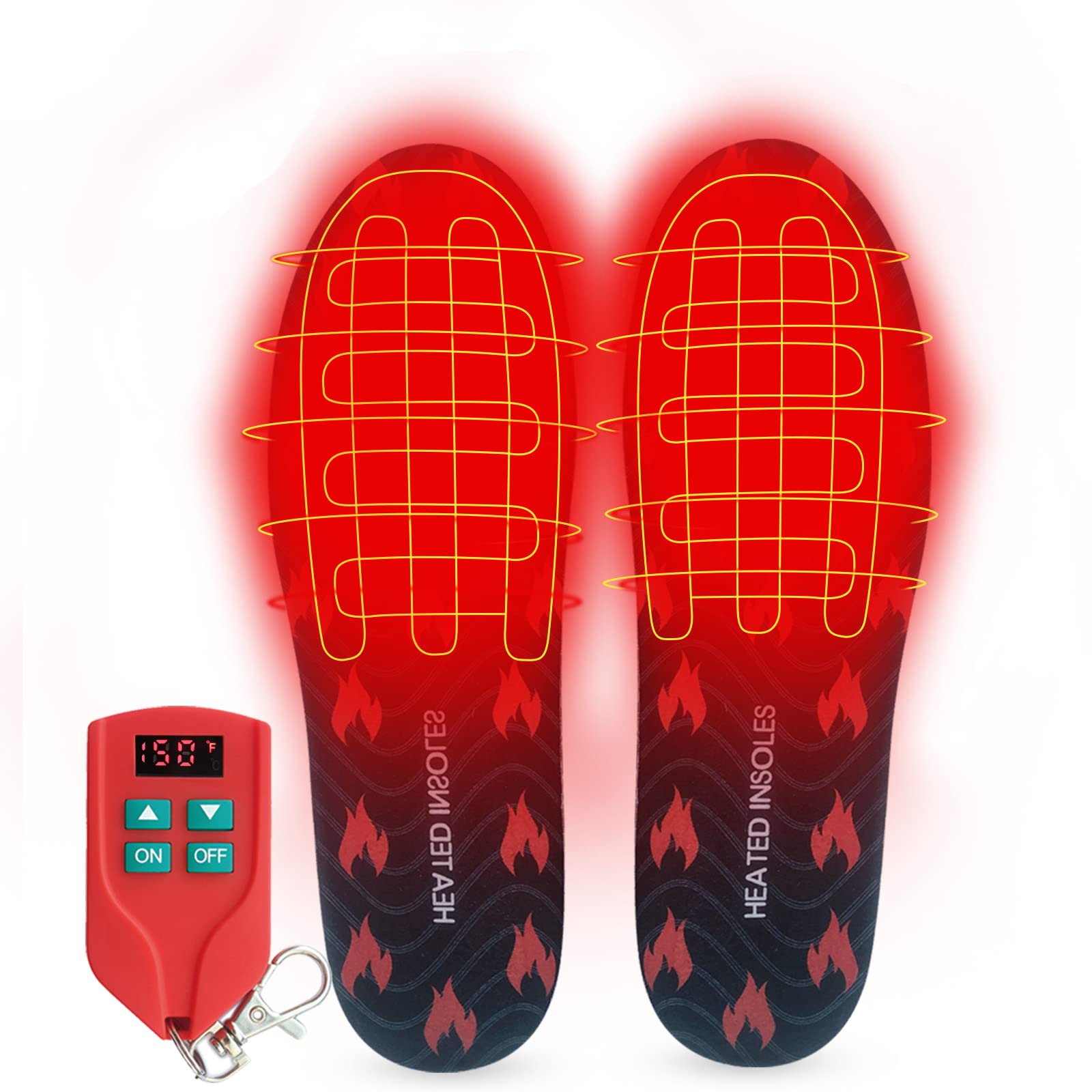 USB Rechargeable Heated Insoles with Wireless Remote Control - Adjustable Temperature Foot Warmers for Men & Women - Perfect for Outdoor Activities Like Hunting, Fishing, Hiking and Camping in Cold Weather