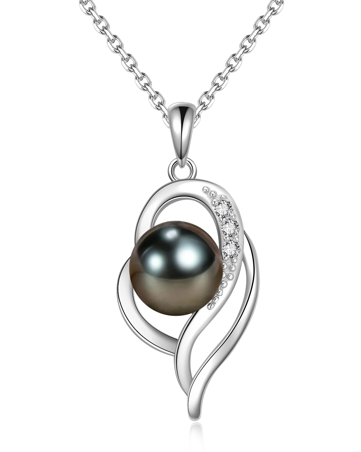 Elegant Tahitian Black & White Pearl Necklace for Women - 925 Sterling Silver Pendant Jewelry | Perfect Gift for Wife, Mom, Anniversary, Christmas, Mother's Day, Birthday & Valentine's Day | Ideal for Formal Events, Weddings, Date Nights & Special Occasions