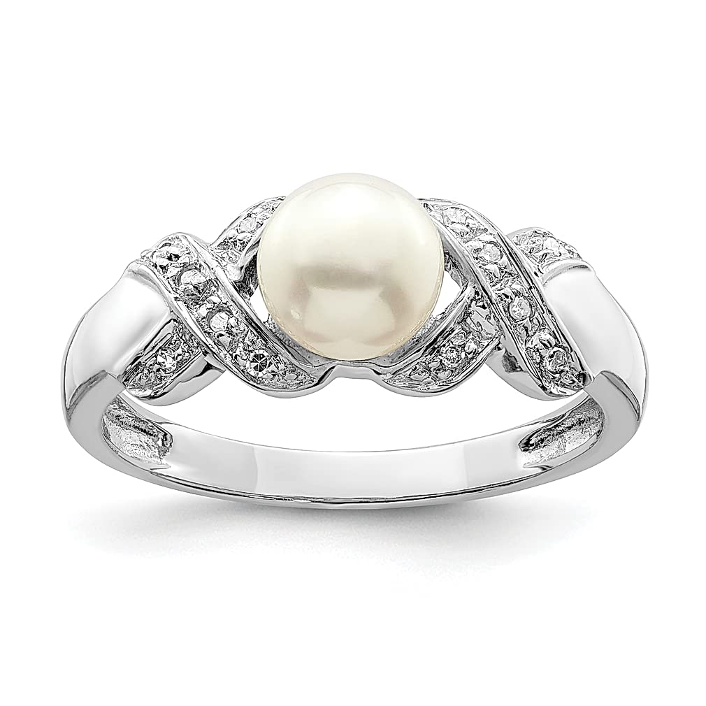 925 Sterling Silver 6mm Freshwater Cultured Pearl Ring for Women - Elegant Button Pearl Jewelry - Perfect Gift for Her - Ideal for Weddings, Anniversaries & Special Occasions
