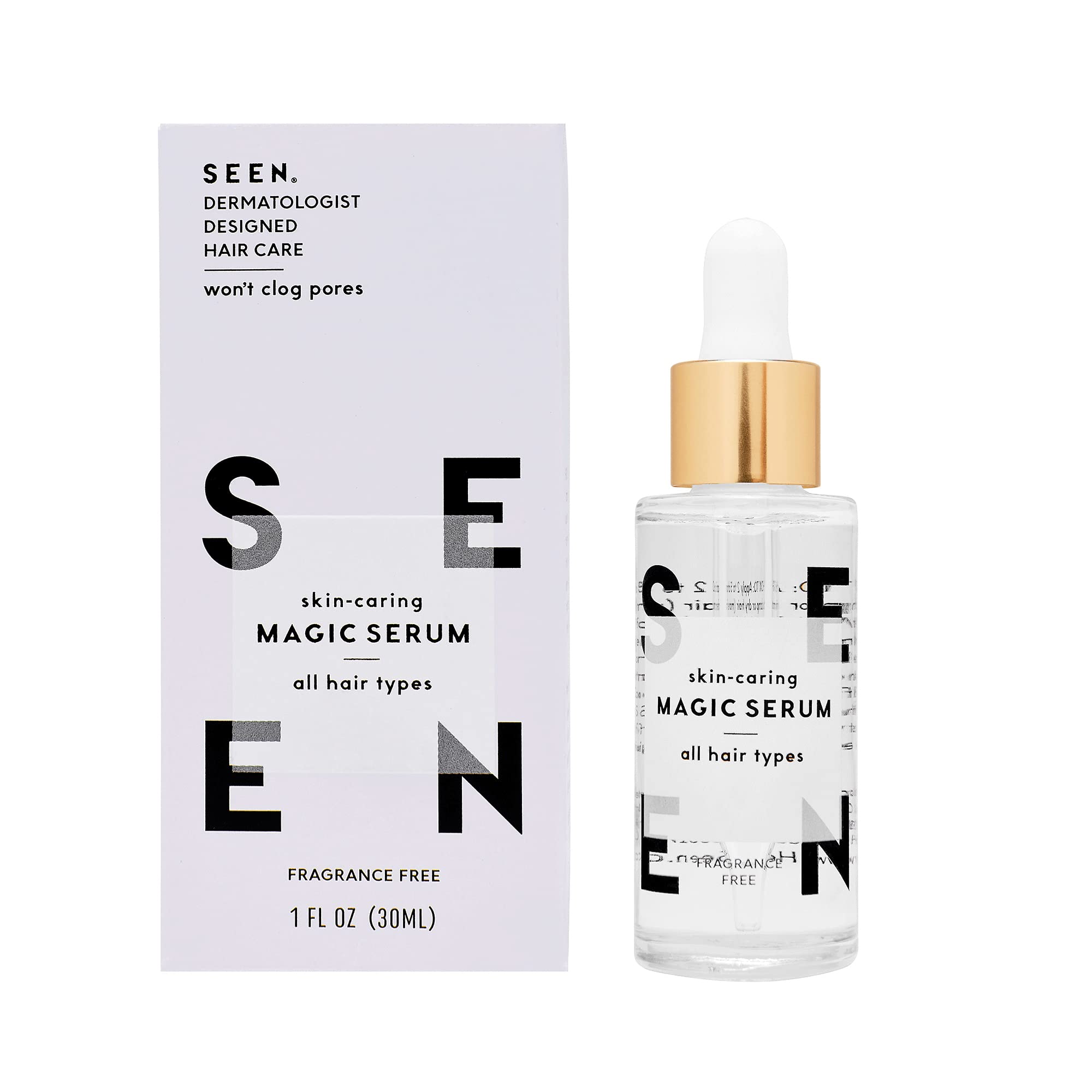 SEEN Magic Serum, Shampoo & Conditioner Set - Fragrance Free, Sulfate-Free & Non-Comedogenic Hair Care Bundle - Dermatologist Developed for Sensitive & Eczema Prone Skin - Perfect for Daily Use & Color-Treated Hair