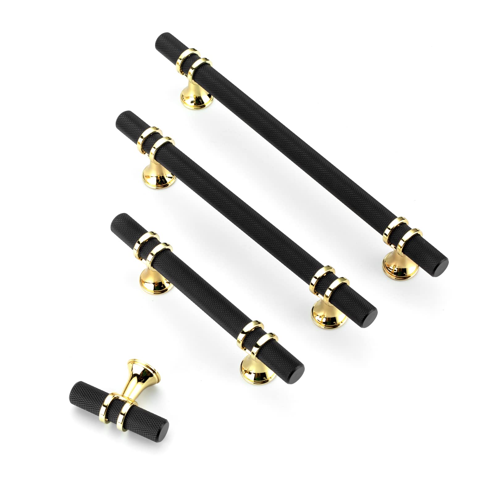 Rergy 40 Pack Matte Black Knurled Cabinet Knobs - T Bar Drawer Pulls for Kitchen, Dresser & Furniture (Durable & Stylish Hardware for Cabinets, Wardrobes & Storage)