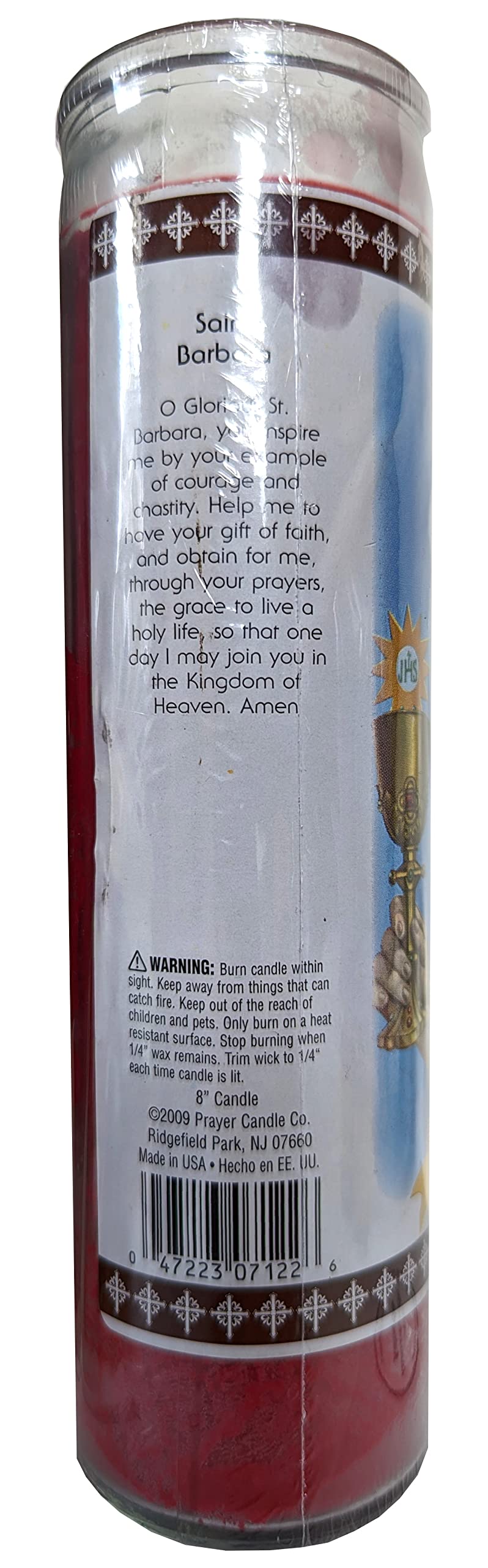 Saint Barbara Red Devotional Candle - Religious Prayer Candle for Catholic Saints, Home Altar Decor & Spiritual Protection - Perfect for Prayer, Meditation & Sacred Spaces