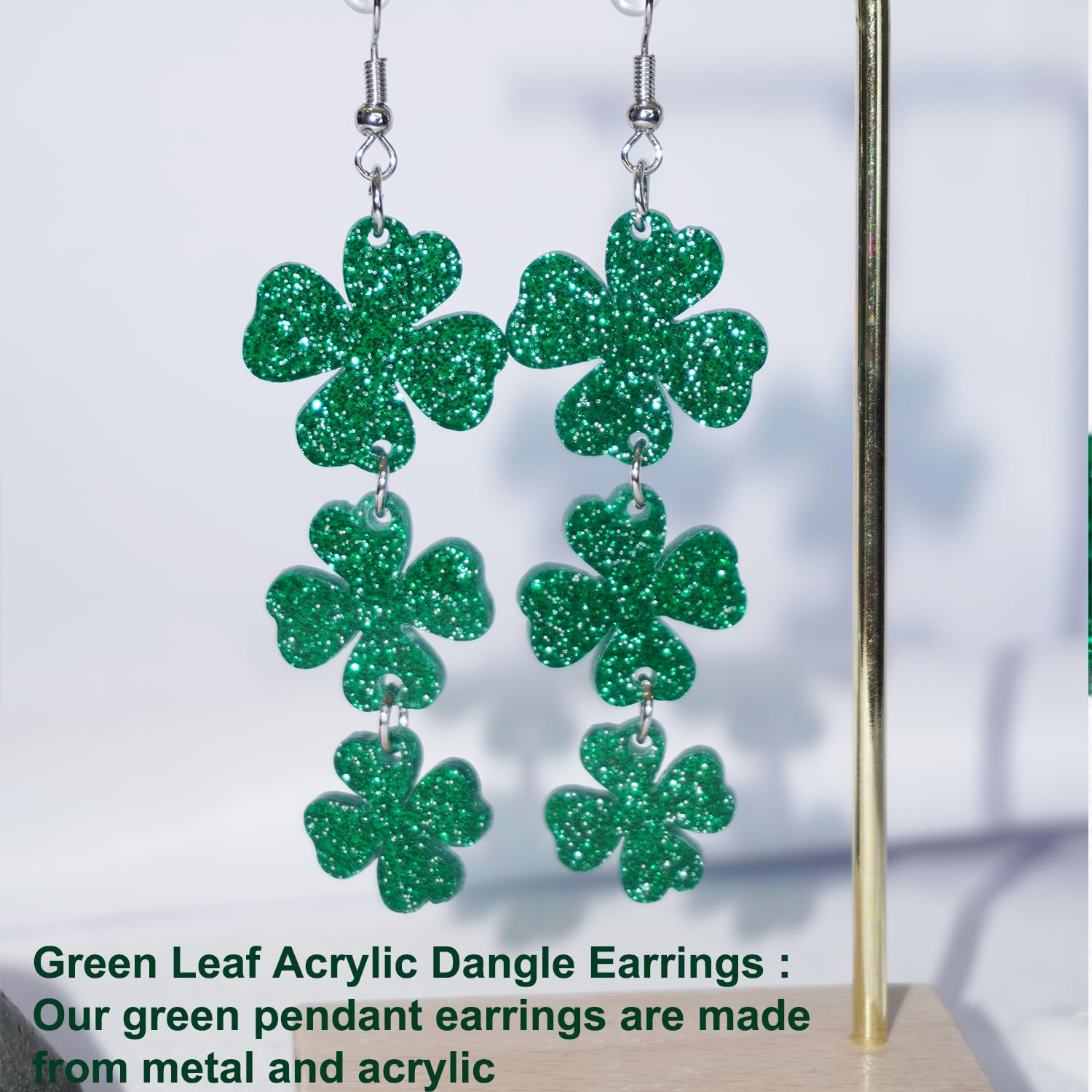 St. Patrick's Day Earrings for Women - Green Shamrock Dangle Earrings, Irish Lucky Clover Jewelry Accessories | Perfect for St. Patrick's Day Parties, Irish Themed Events & Everyday Wear