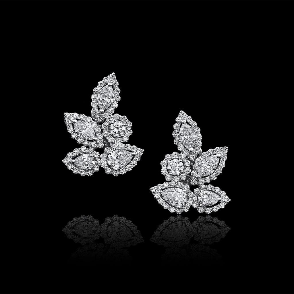 18K White Gold 3.30ctw Diamond Pear and Marquise Stud Earrings for Women - Elegant Wedding, Anniversary & Special Occasion Jewelry Gift