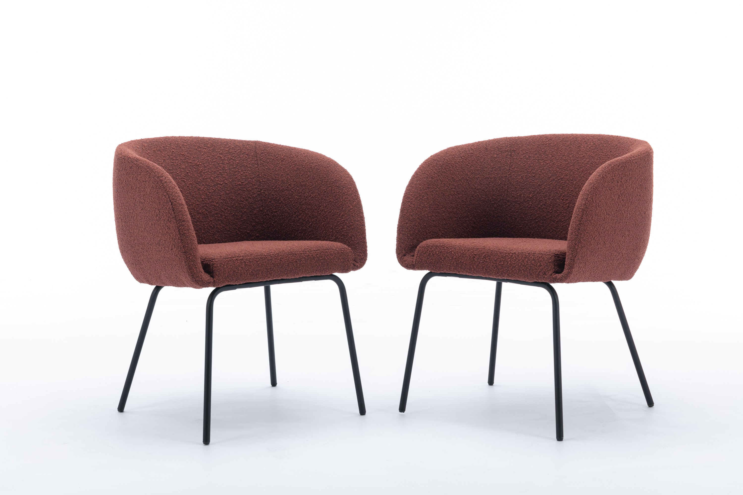 2 Pack Boucle Fabric Dining Chairs with Black Metal Legs - Wine Red | Modern Upholstered Side Chairs for Kitchen, Dining Room, or Office | Comfortable & Stylish Seating Solution