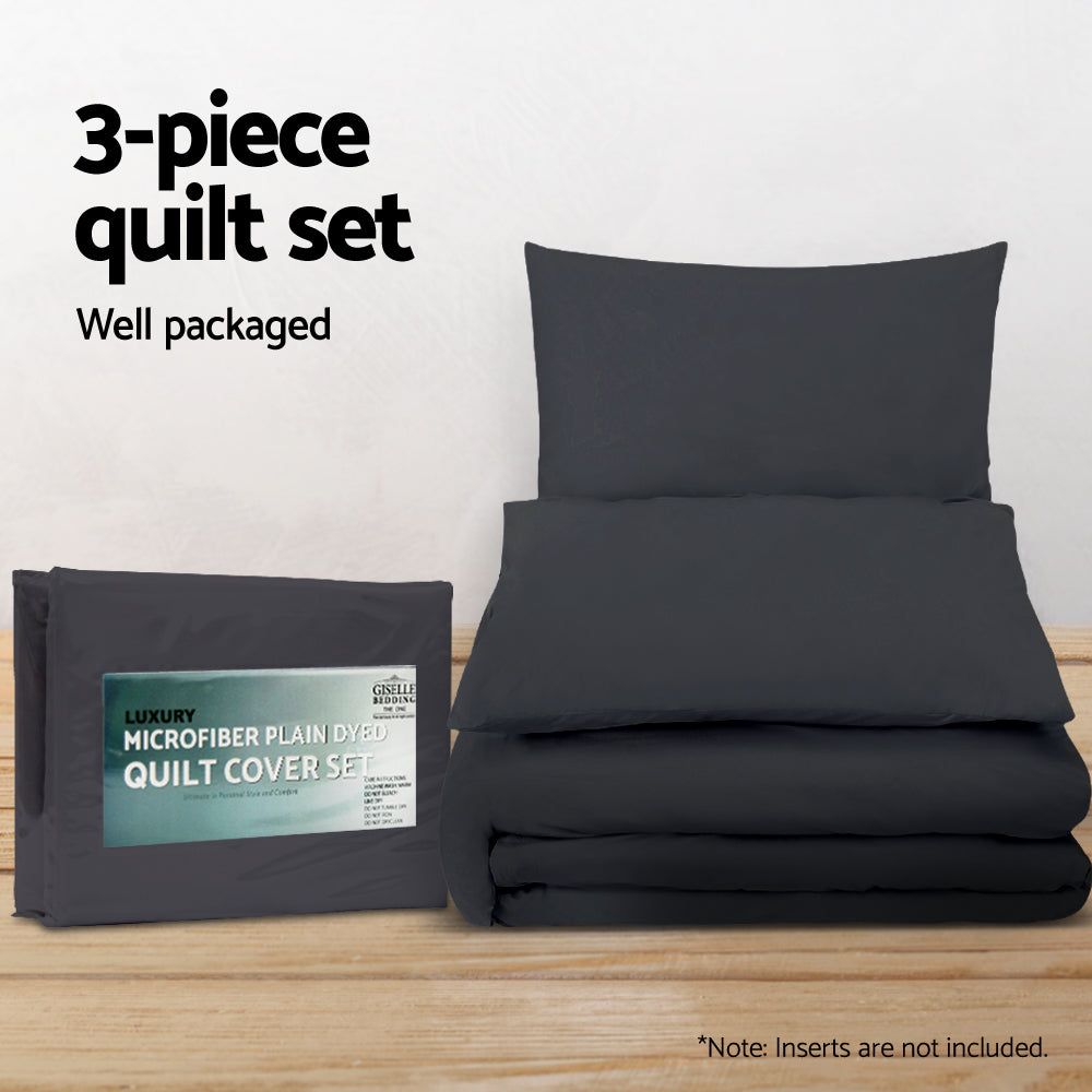 Premium Giselle Bedding Quilt Cover Set - Classic Black Queen Size - Soft & Breathable Bedspread for Cozy Sleep & Stylish Bedroom Decor