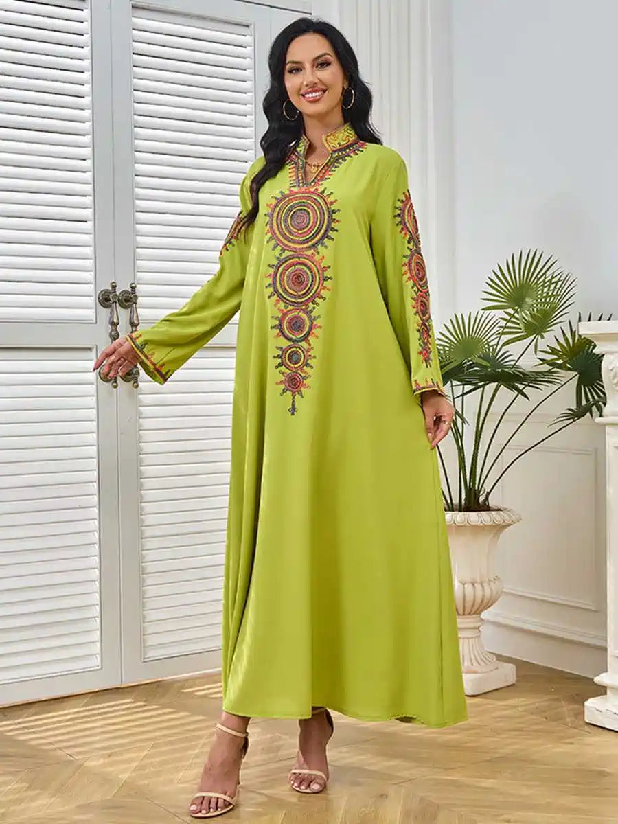 Elegant Rope Embroidery Eid Arab Caftan Kaftan Dress for Women - Traditional Islamic Party Wear #25231 | Perfect for Eid Celebrations, Weddings & Special Occasions