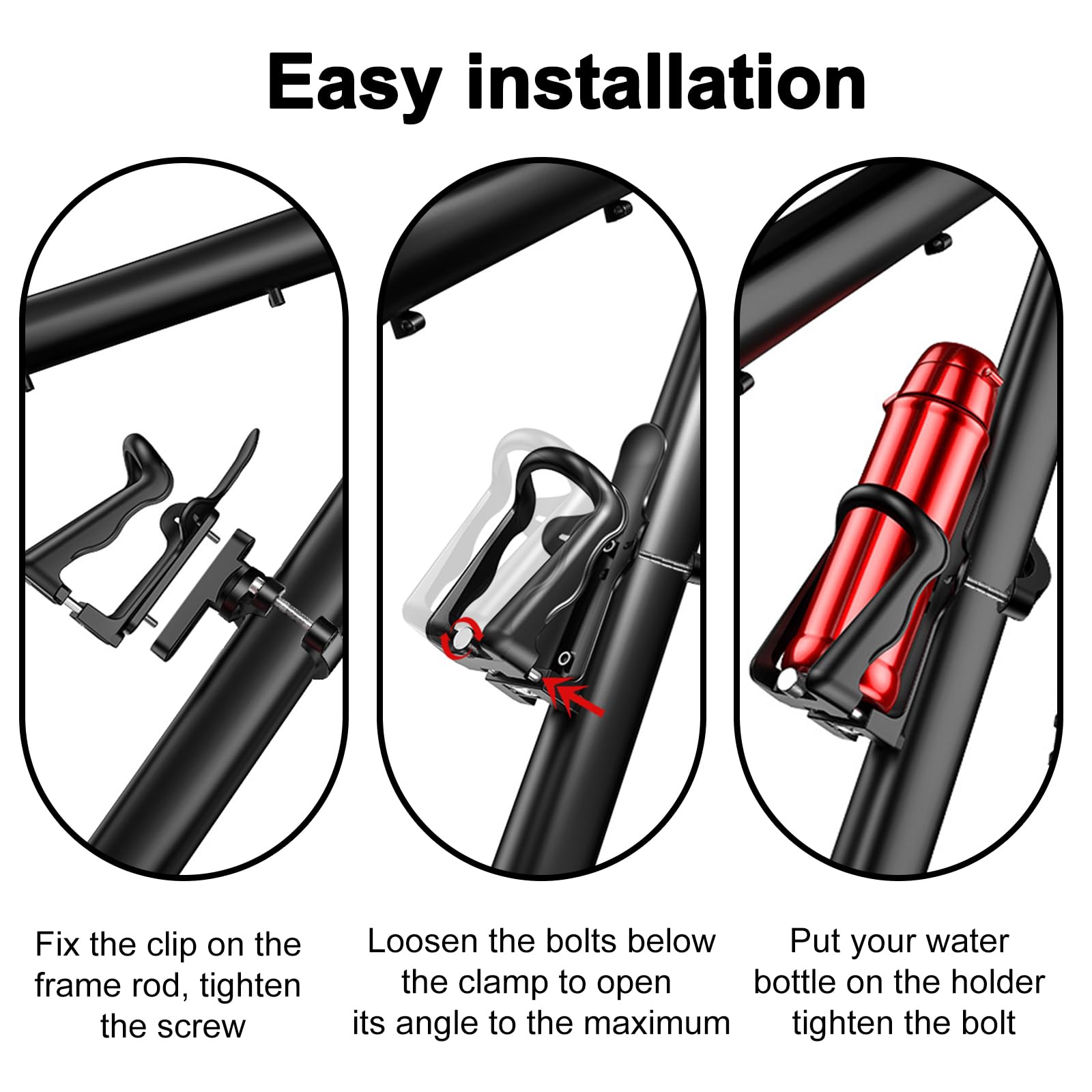 Adjustable Bike Water Bottle Holder - 360° Rotatable Cup Mount for Motorcycle & Bicycle Handlebars - Universal Nylon Cage Fits 2-2.7