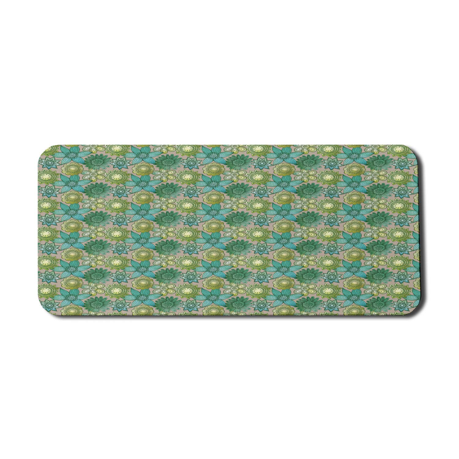 Ambesonne Ethnic Computer Mouse Pad - Traditional Oriental Blossom Bouquet Floral Design, Non-Slip Rubber Base, Extra Large 35
