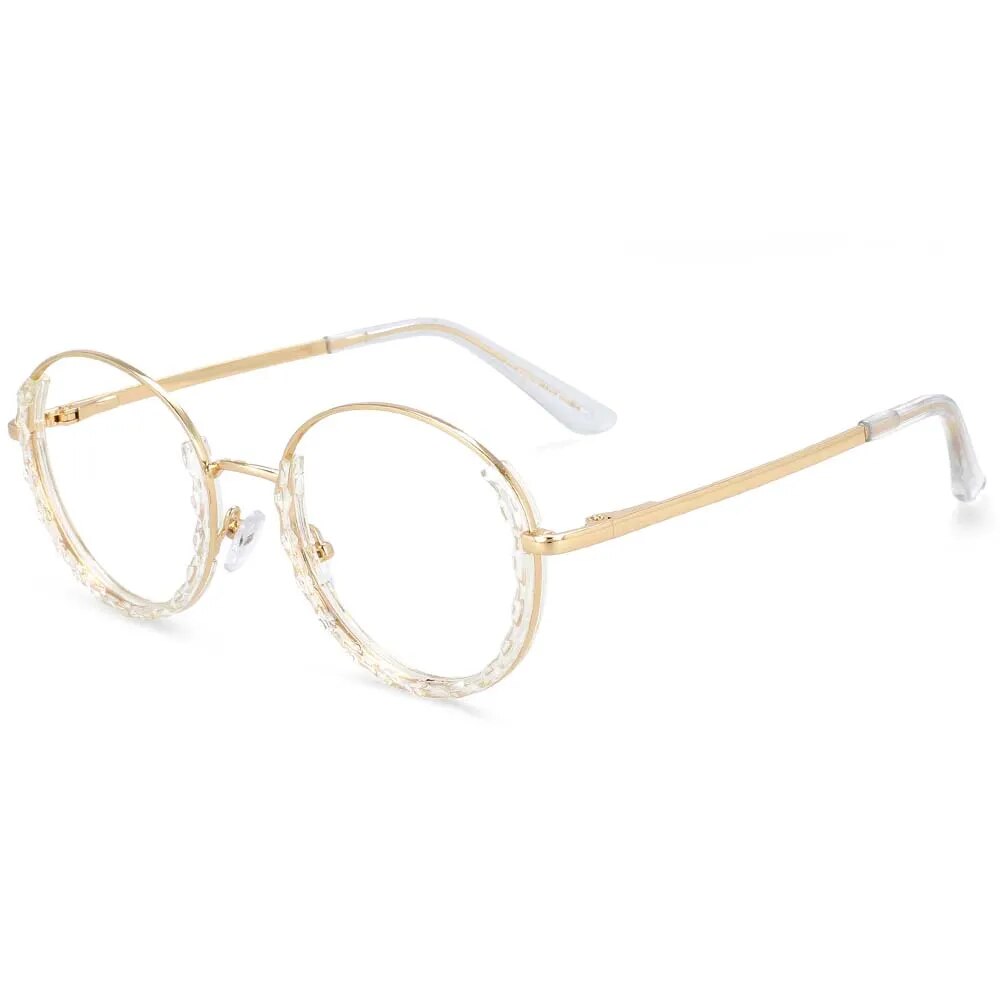 CCspace Women's Full Rim Round Hyperopic Reading Glasses +1.00 to +4.00 - Lightweight Alloy Frame for Computer Work, Reading & Office Use (Model R51012)