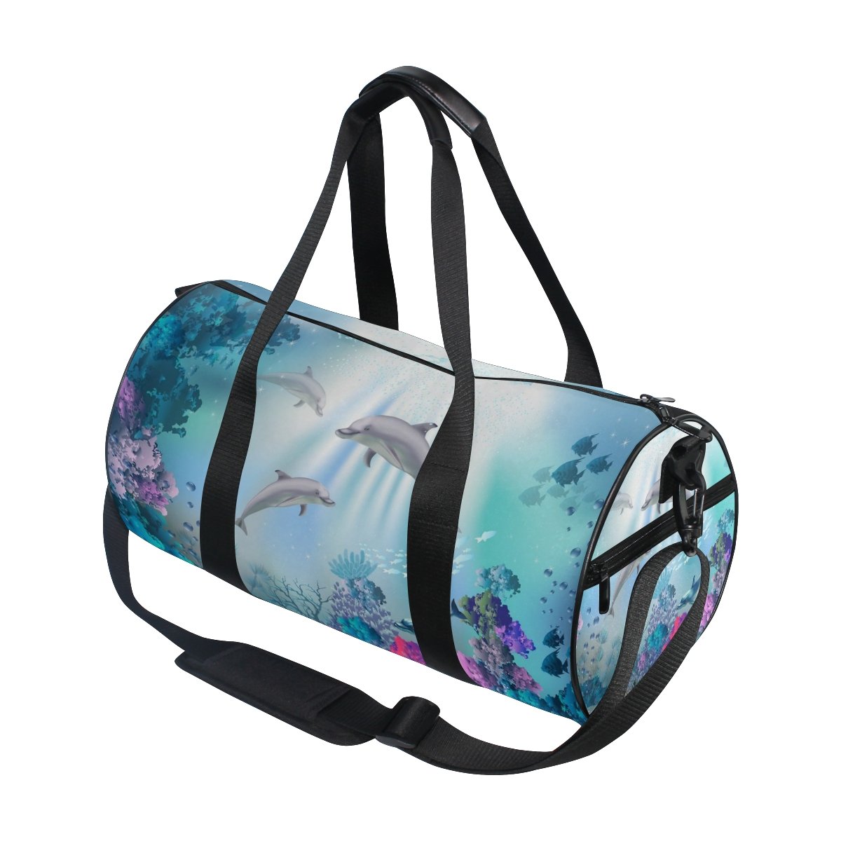 Coral Sea Dolphins Duffel Bag for Women - Waterproof Gym Bag, Sports Travel Duffel with Adjustable Strap - Perfect for Workout, Yoga, Beach & Weekend Getaways