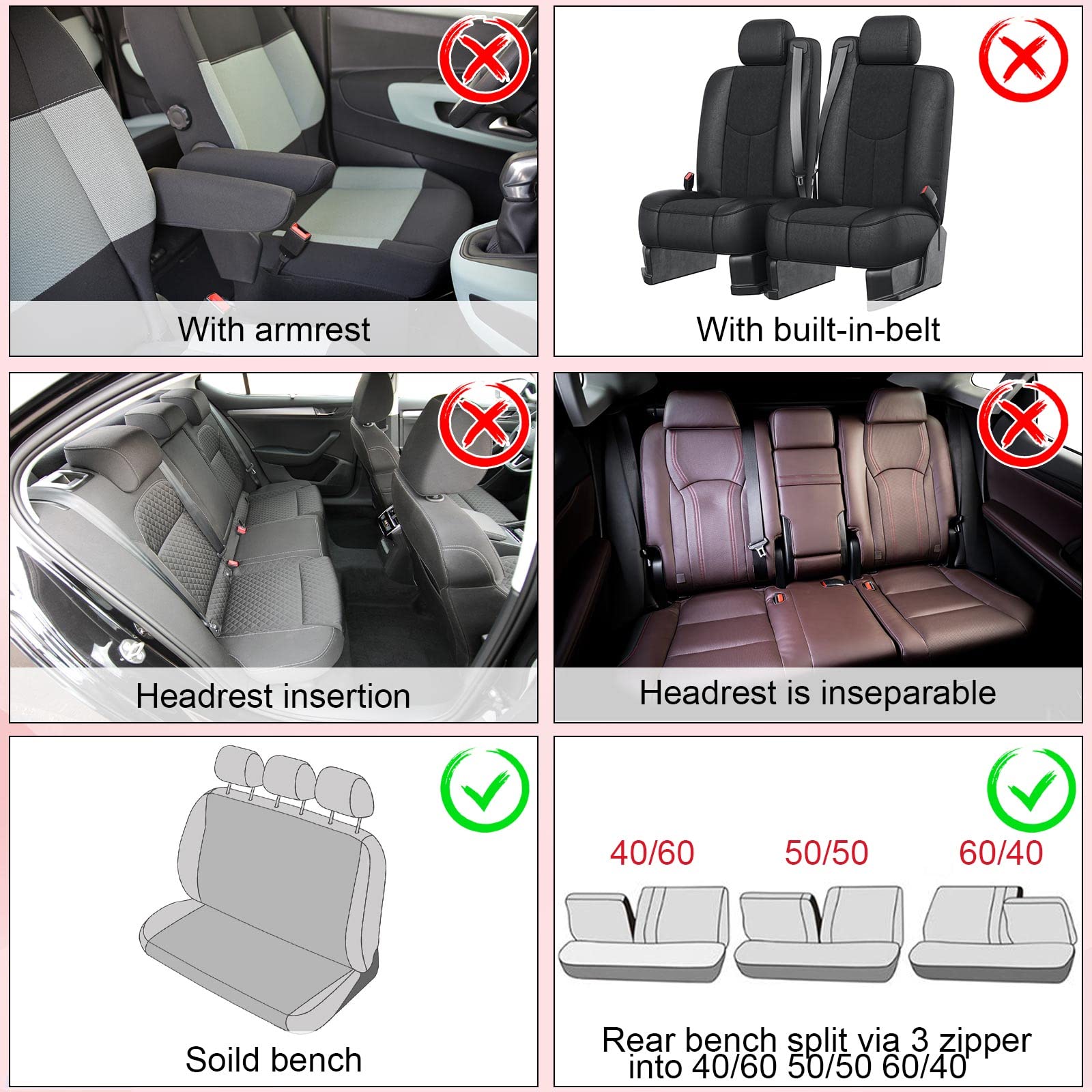 24-Piece Luxury Red Car Seat Cover Set for Women - Full Front & Rear Seat Covers with Fluffy Steering Wheel Cover, Crystal Decorated Seat Belt Shoulder Pads, Bling Car Phone Holder & Hooks - Perfect for Daily Commute, Road Trips & Gift Giving