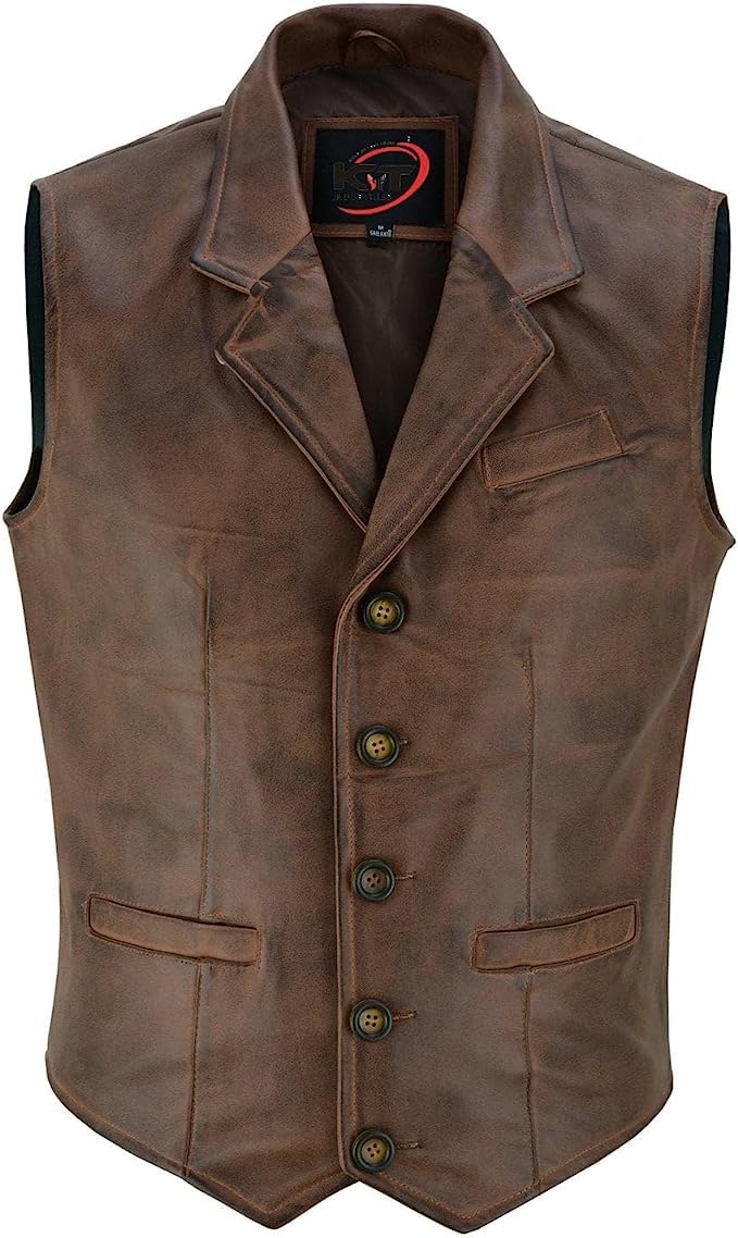 Men's Classic Motorcycle Leather Vest - Biker Club Style Waistcoat with Concealed Gun Carry Pockets | Perfect for Riding, Outdoor Adventures & Concealed Carry