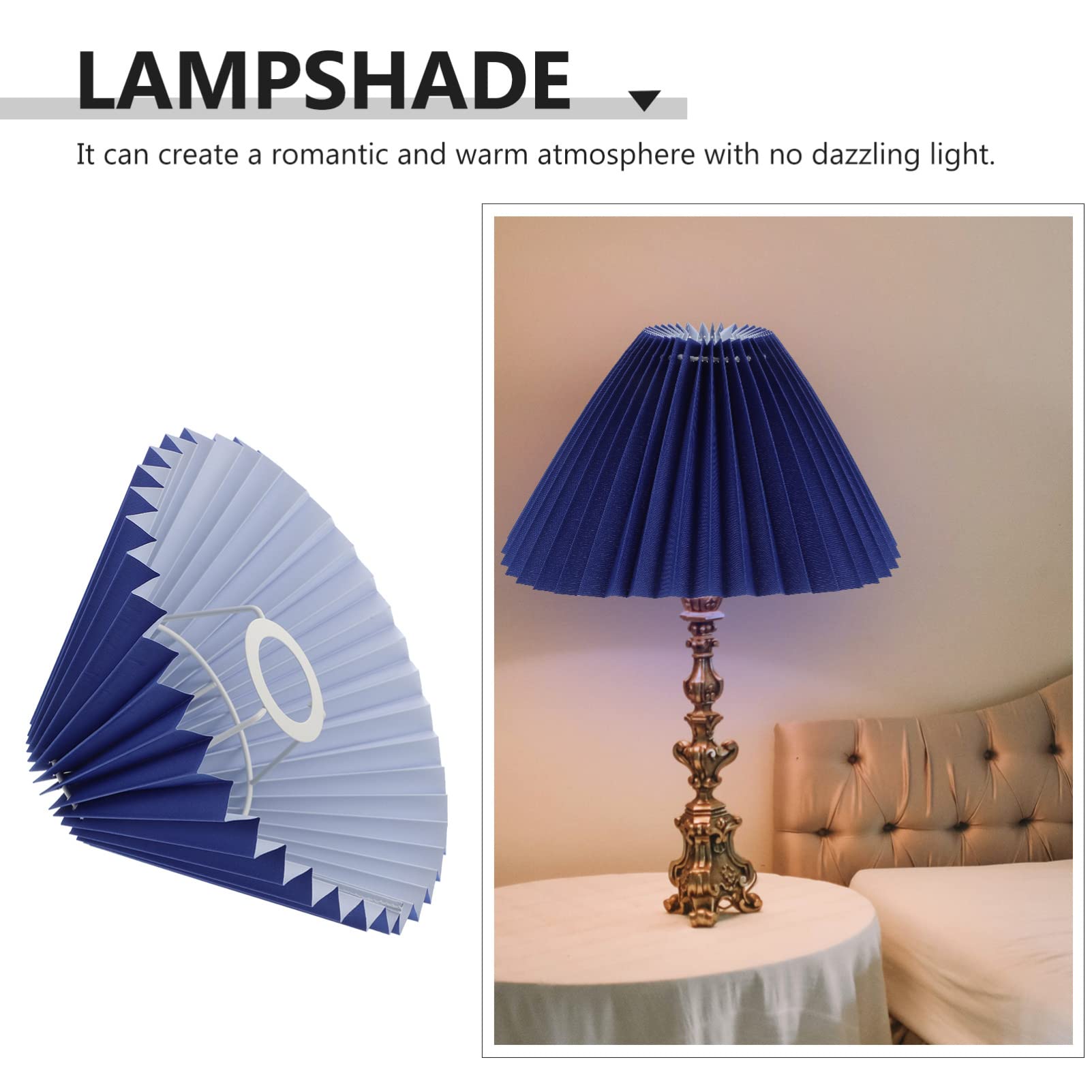 Mobestech Mushroom Lamp Shade - E27 Clip On Pleated Eggshell Fabric Replacement Cover for Table, Wall & Floor Lamps - Blue Chandelier Protector - Perfect for Bedroom, Living Room & Nursery Decor