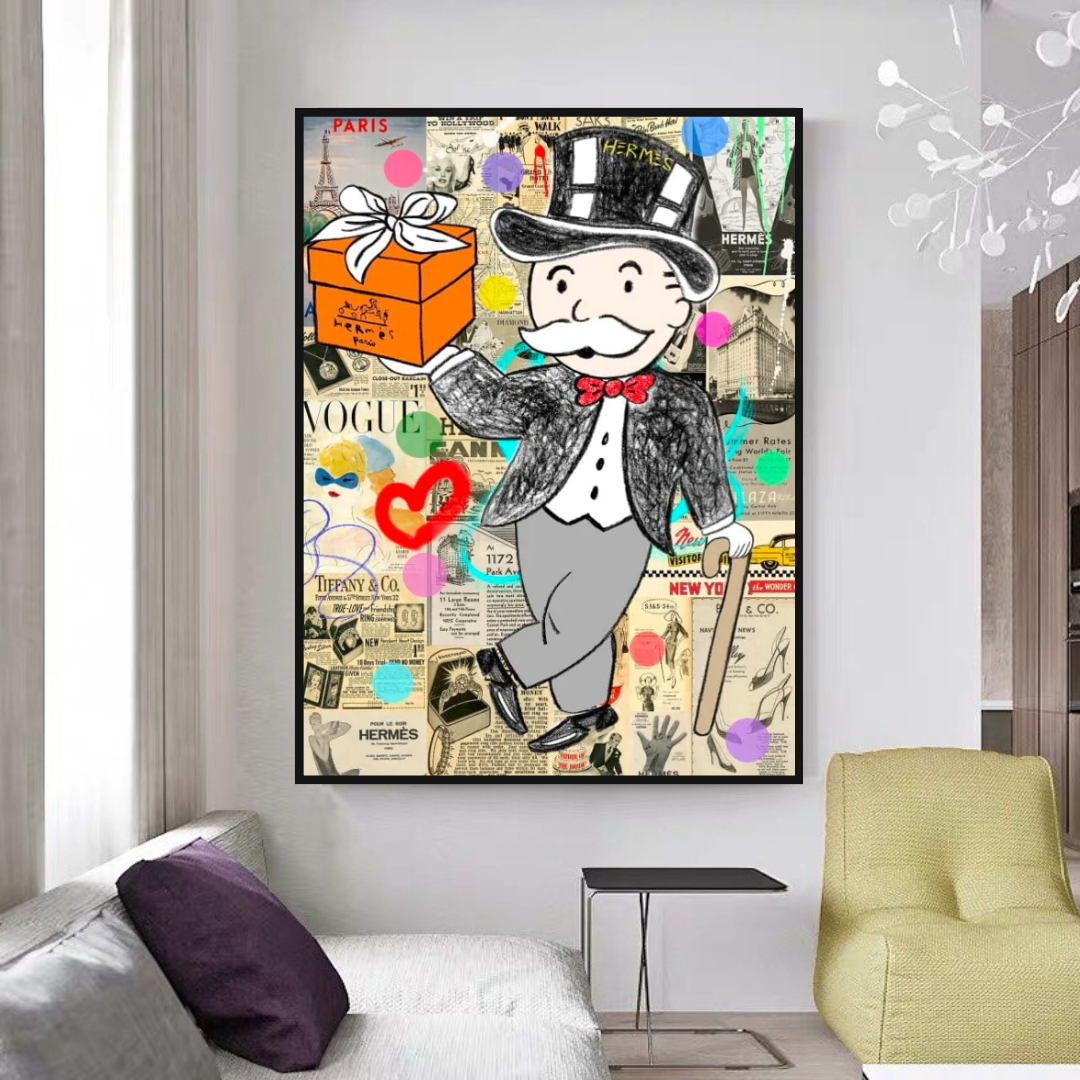 Alec Monopoly Money Gift Prints - Unique Canvas Wall Art for Home & Office Decor | Perfect for Gifts, Living Room, Bedroom & Office Spaces
