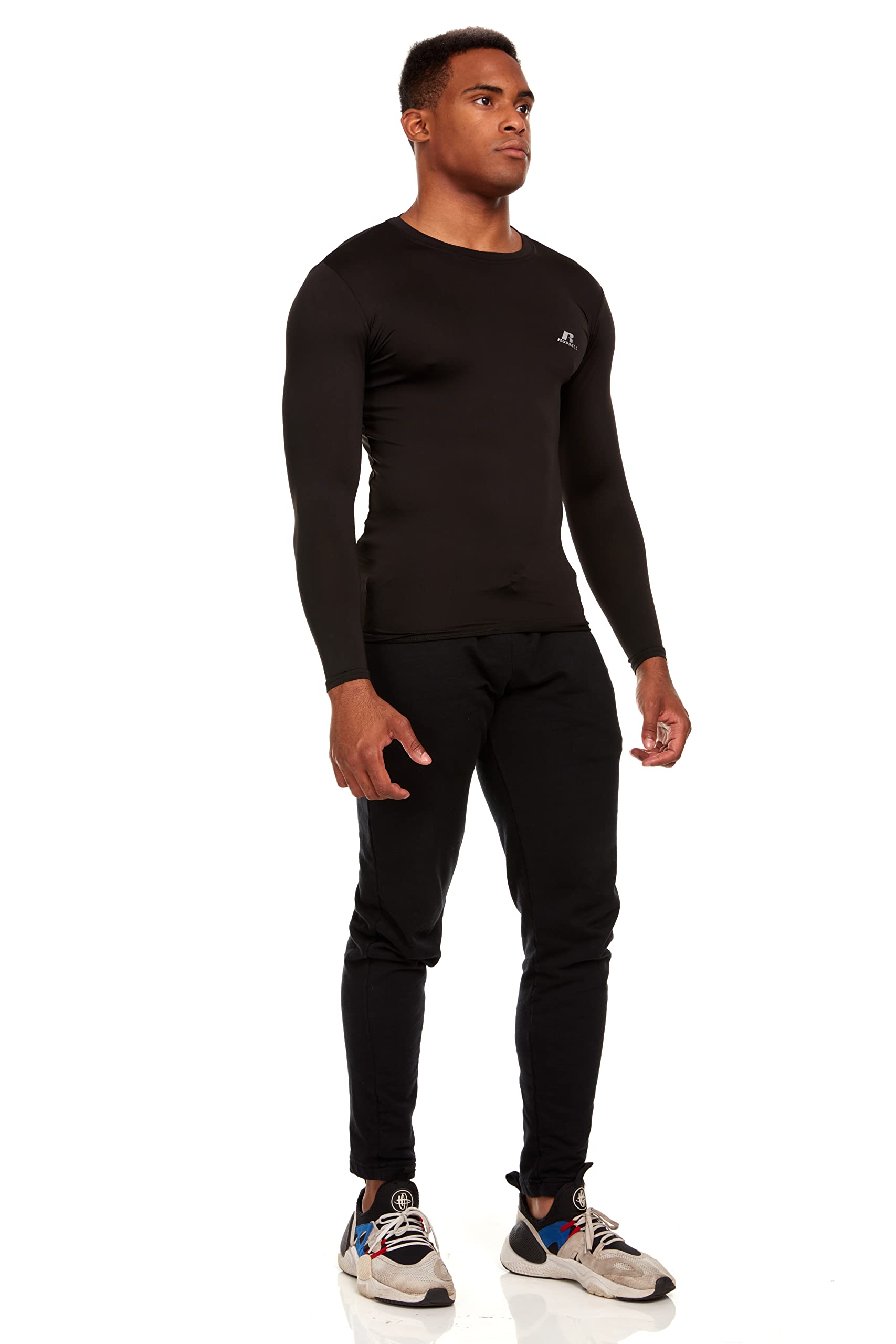 Russell Athletic Men's Long-Sleeve Compression Top - Lightweight Moisture-Wicking Workout Shirt for Running, Gym & Training - Performance Baselayer for Athletes (Ideal for Cold Weather Workouts & Layering)