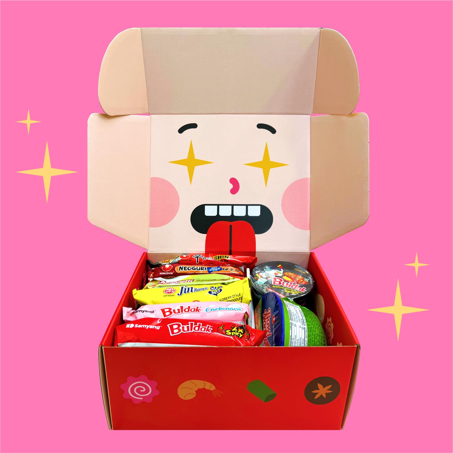 Journey of Asia Ramen Box - 8 Authentic Korean Instant Noodles + 2 Chopsticks | Asian Food Gift Box | Spicy Fire Noodle Challenge Kit | Perfect for Ramen Lovers, Foodies & Gift Giving