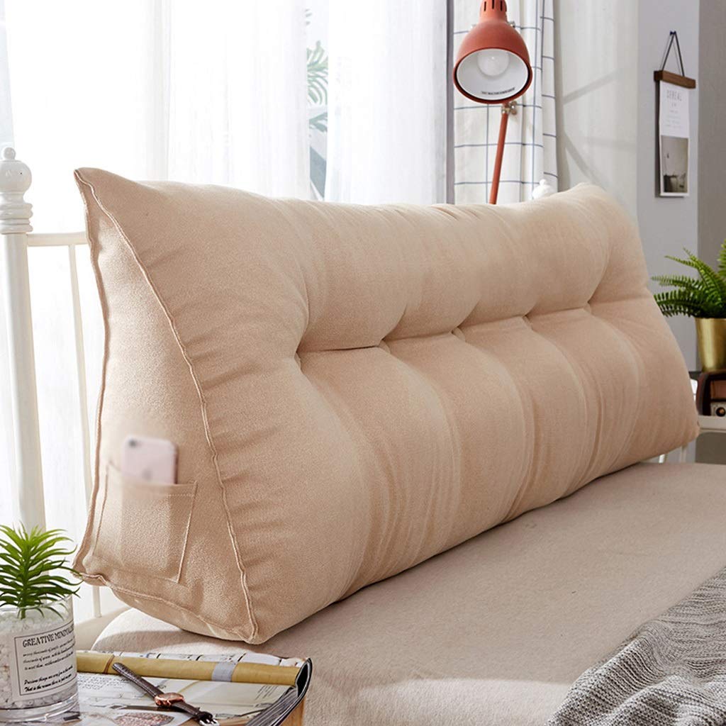 **Large Triangular Wedge Pillow for Reading & Support - 80cm Beige Backrest Cushion with Removable Cover - Perfect for Beds, Sofas & Floor Lounging**