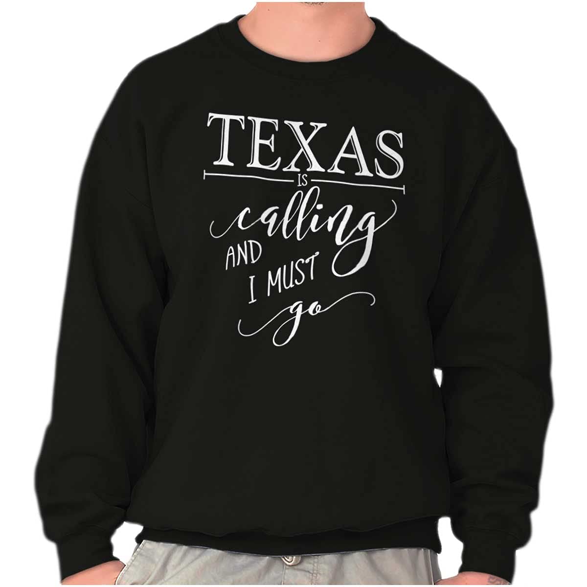Brisco Brands Texas is Calling and I Must Go Unisex Sweatshirt - Soft Cotton Pullover Hoodie for Men & Women - Perfect for Road Trips, Camping & Casual Outings