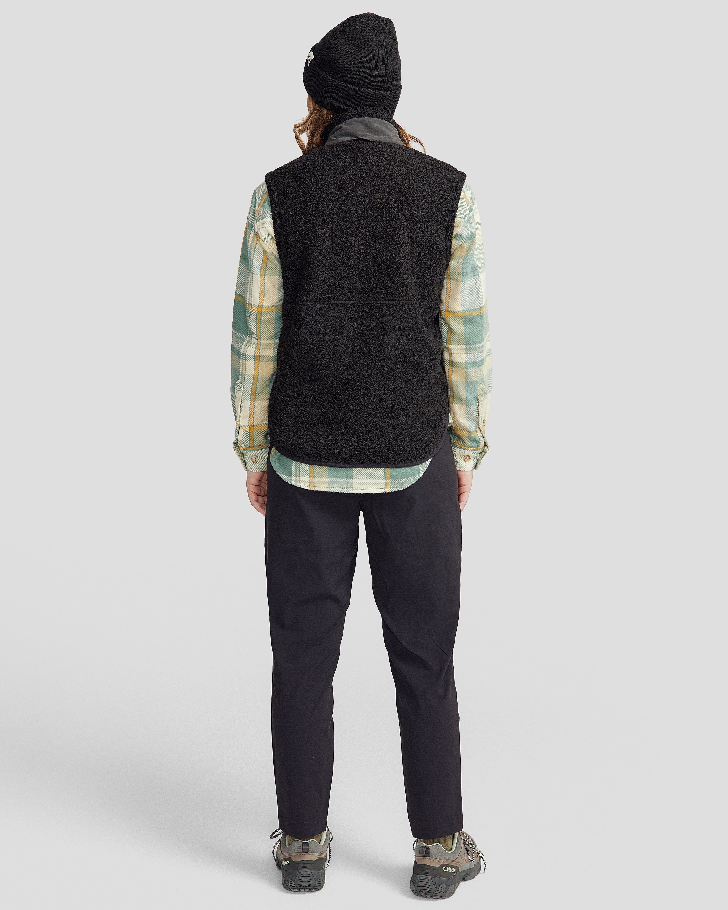Women's Co Z High Pile Vest - Black Stingray Pattern Winter Warm Fleece Vest for Outdoor Activities & Casual Wear