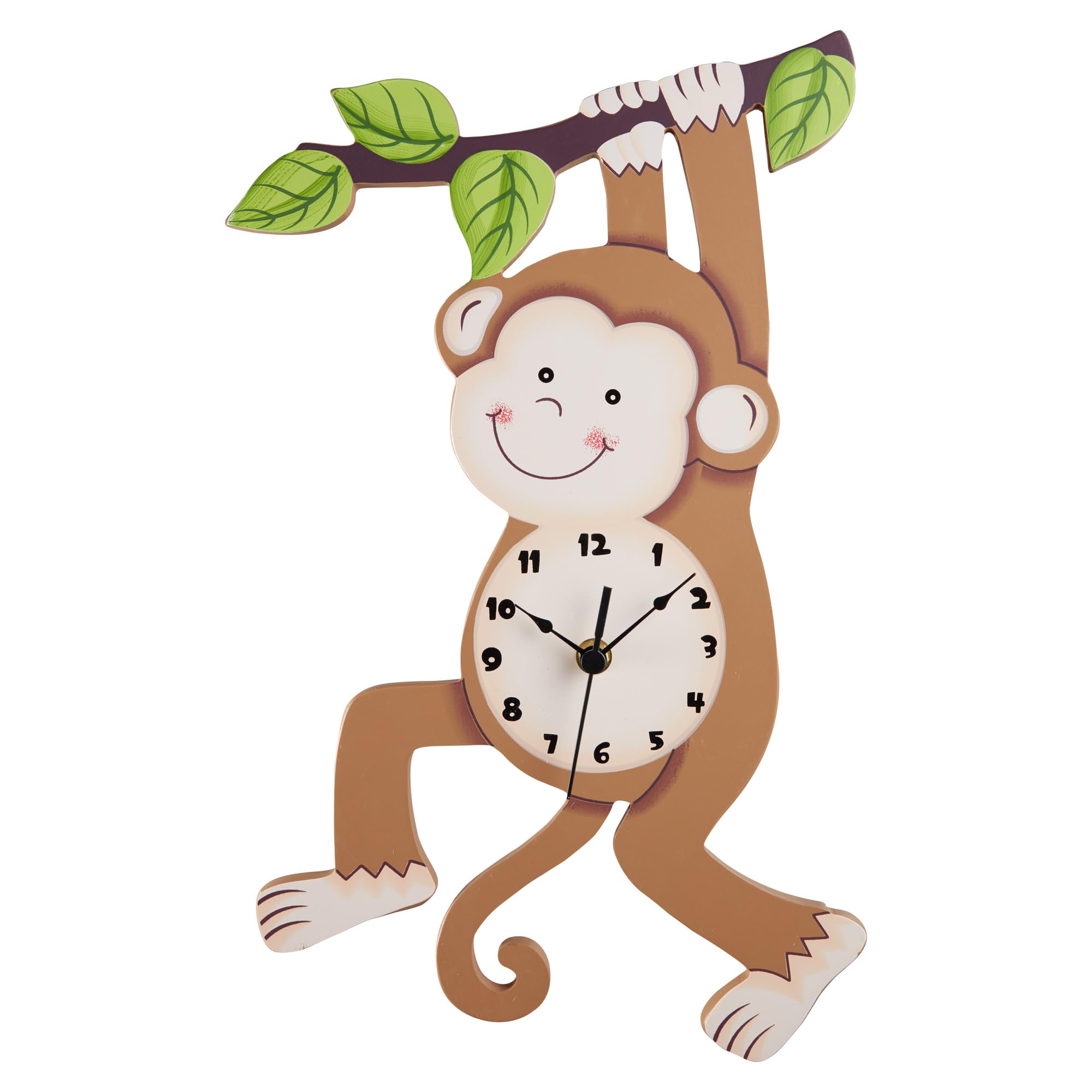 Fantasy Fields Sunny Safari Nursery Clock - Silent Non-Ticking Kids Wall Clock for Classroom, Bedroom & Playroom Decor - Monkey Themed Brown Wall Clock for Baby Nursery & Children's Room