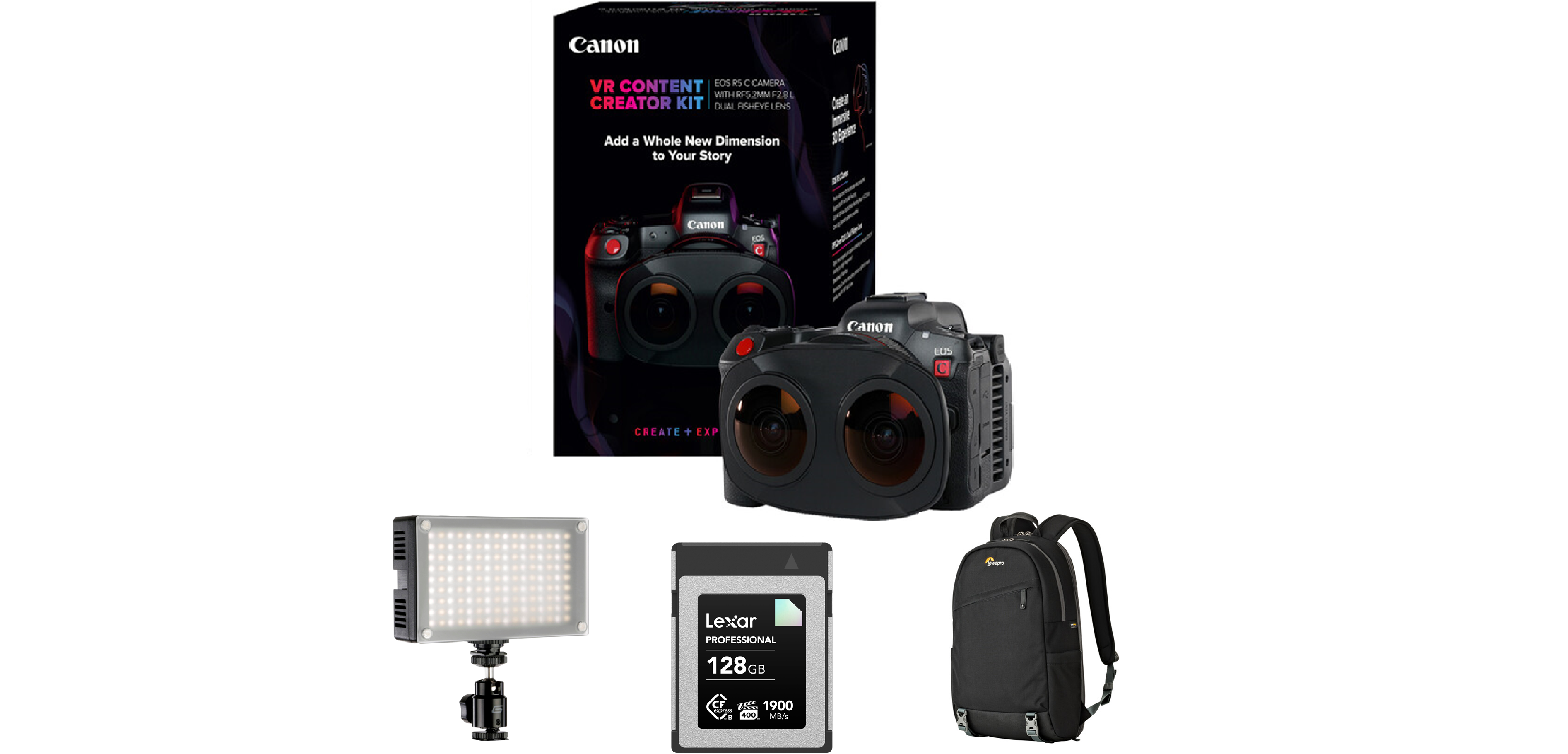Canon EOS R5 C VR Creator Kit with RF 5.2mm f/2.8 Dual Fisheye Lens - Professional 8K Video Camera for 360° VR Content Creation, Vlogging & Immersive Filmmaking