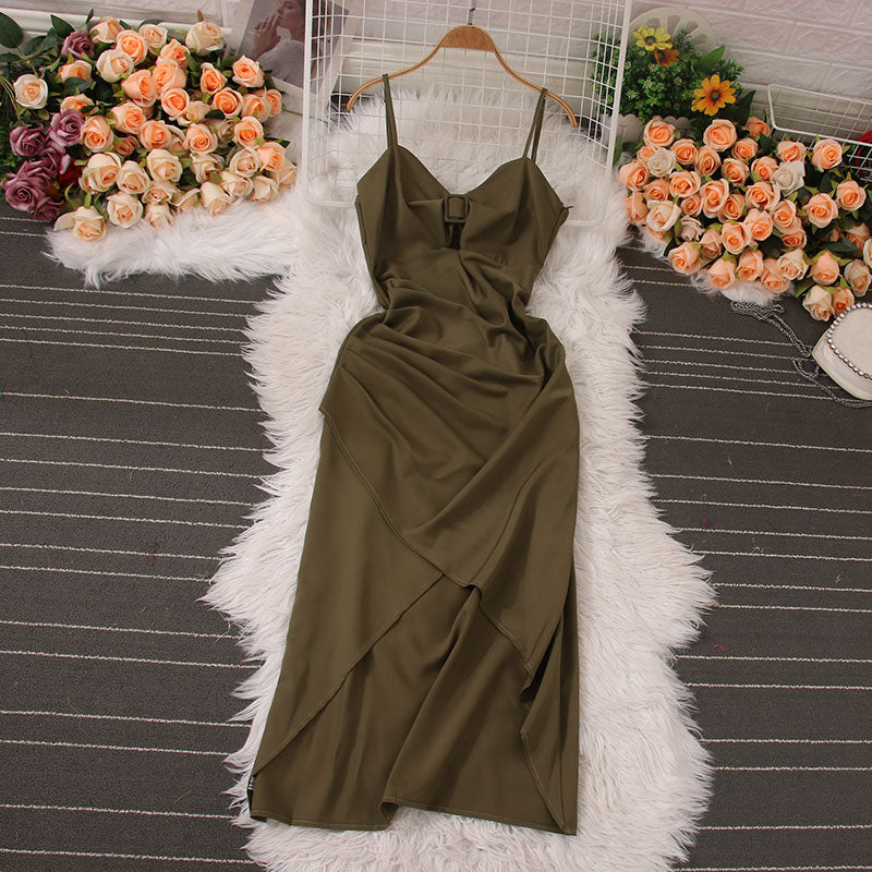 Sexy French Spaghetti Strap Midi Dress for Women - Elegant Holiday Party Dress | Perfect for Cocktail Parties, Date Nights & Summer Vacations