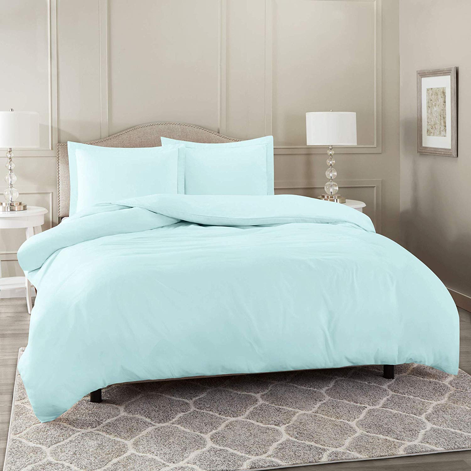 Premium 300 GSM Organic Cotton Duvet Cover & Comforter Set - 500 Thread Count, Sky Blue King Size (2-Piece) for Luxurious Bedroom Comfort & Hotel-Style Sleep Experience