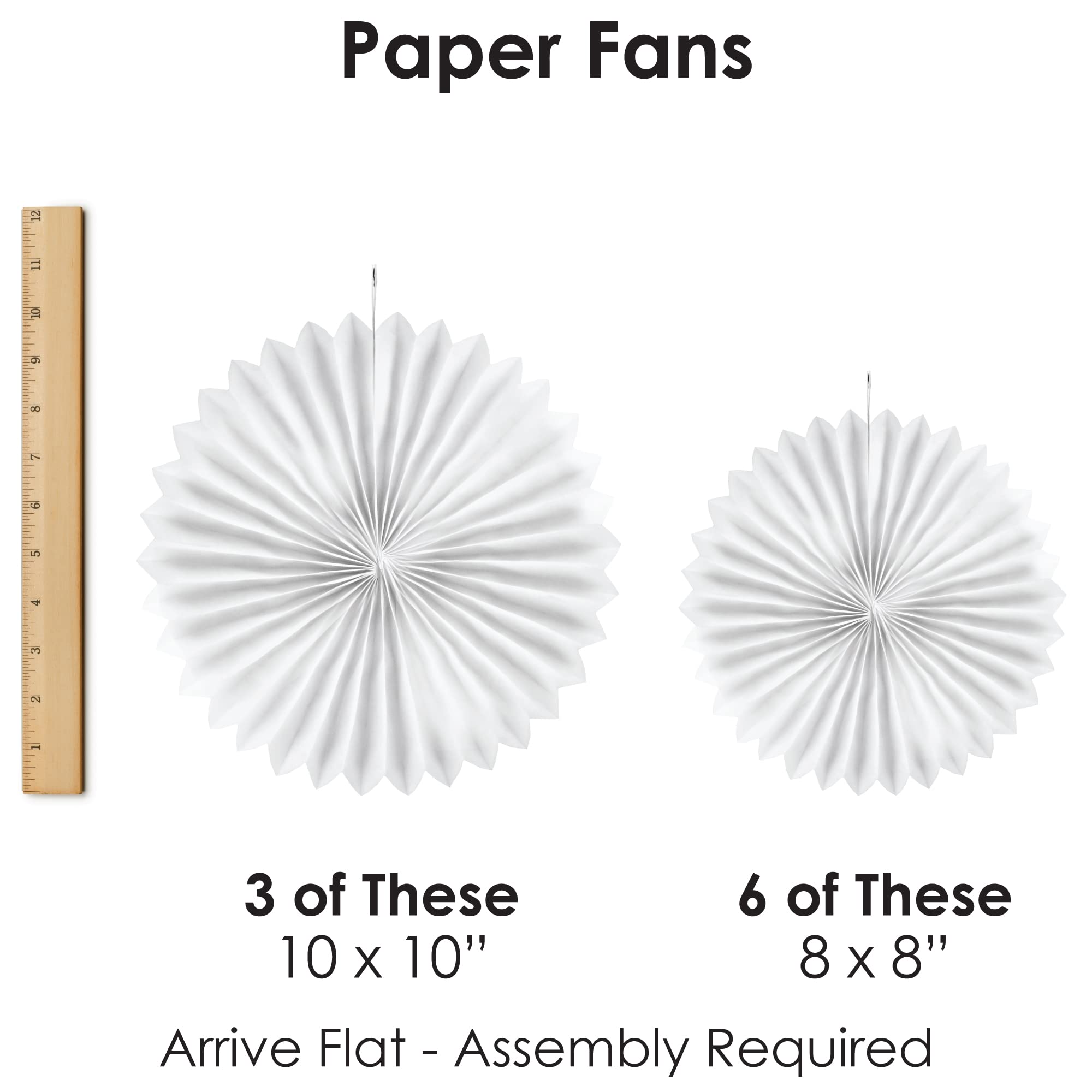 Big Dot of Happiness Thank You Teachers - Hanging Teacher Appreciation Tissue Paper Decoration Kit with 9 Paper Fans - Perfect for Classroom Decor, Teacher Gifts & School Celebrations