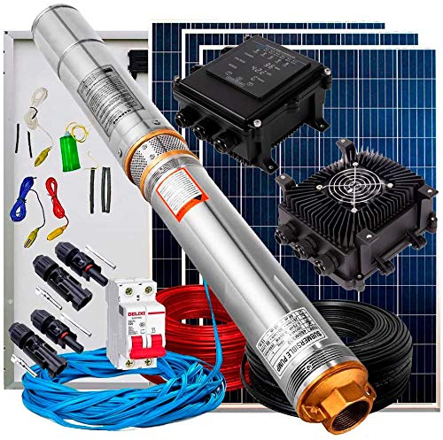 300W Complete Solar Water Pumping Kit with Submersible Pump, Solar Pump Controller & Solar Panels - PlusEnergy | Ideal for Irrigation, Livestock Watering & Off-Grid Water Supply