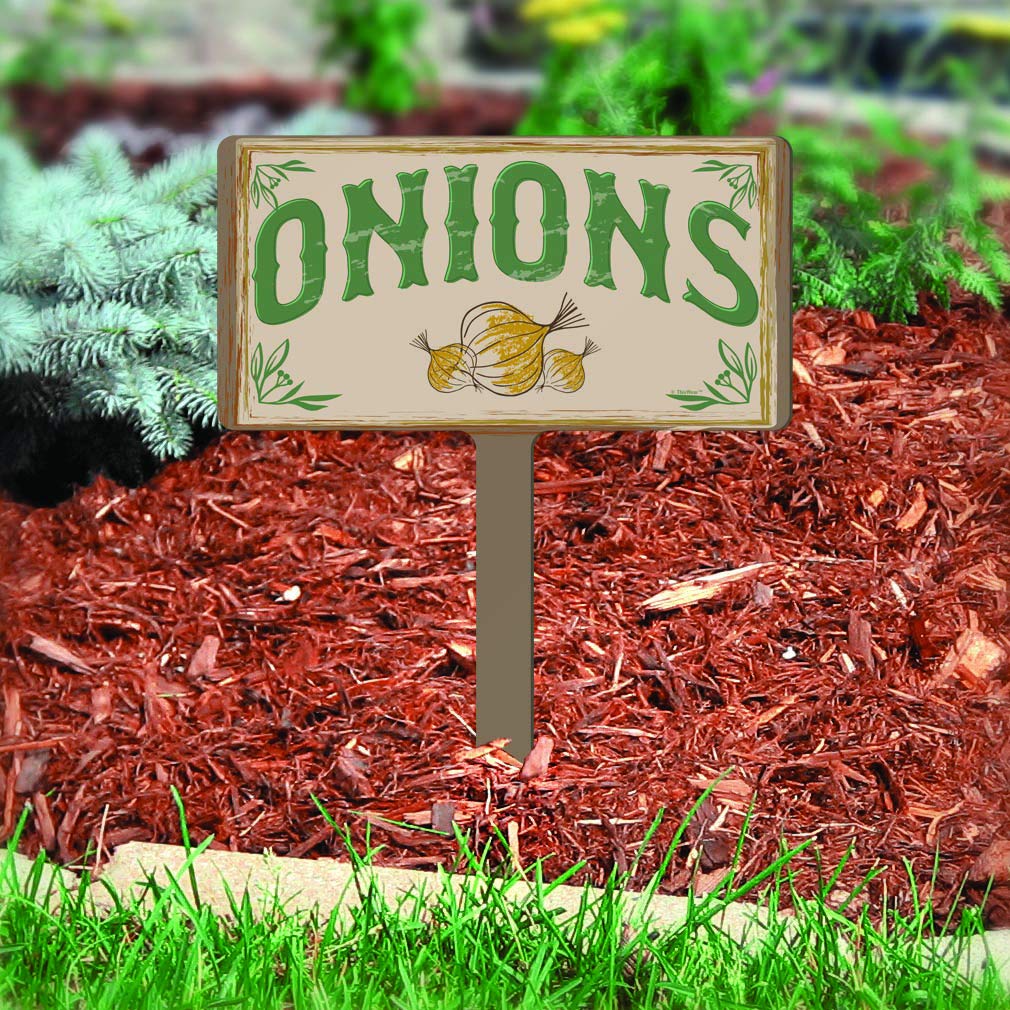 Vegetable Garden Sign for Onions - 1-Pack Small Rectangle Farm Sign for Gardening, Farming & Outdoor Decor | Perfect for Vegetable Patches, Backyard Gardens & Farmhouse Style Yards