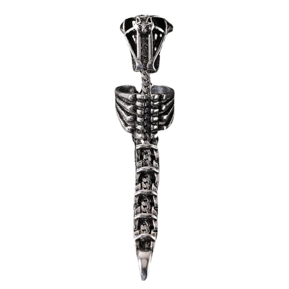 USHOBE Men's Silver Armor Knuckle Full Finger Double Loop Ring - Punk Rock Gothic Style Jewelry for Men - Perfect for Concerts, Parties, and Fashion Statements