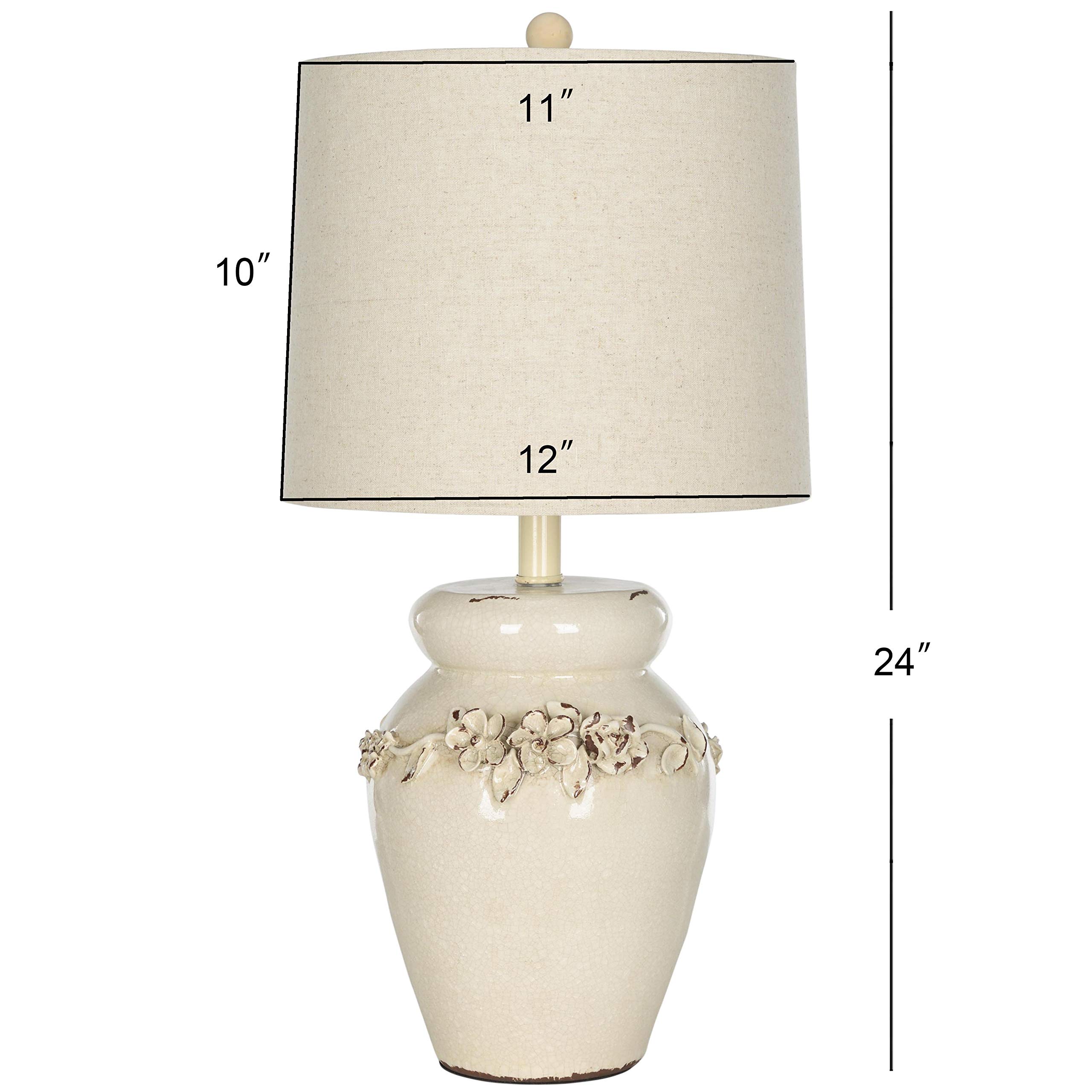 SAFAVIEH Marquesa Cream Vase Table Lamp Set of 2 - 24 Inch Modern LED Bedside Lighting for Bedroom, Living Room & Home Office - Includes Energy Efficient Bulbs (Perfect for Nightstands, Desks & Reading Nooks)