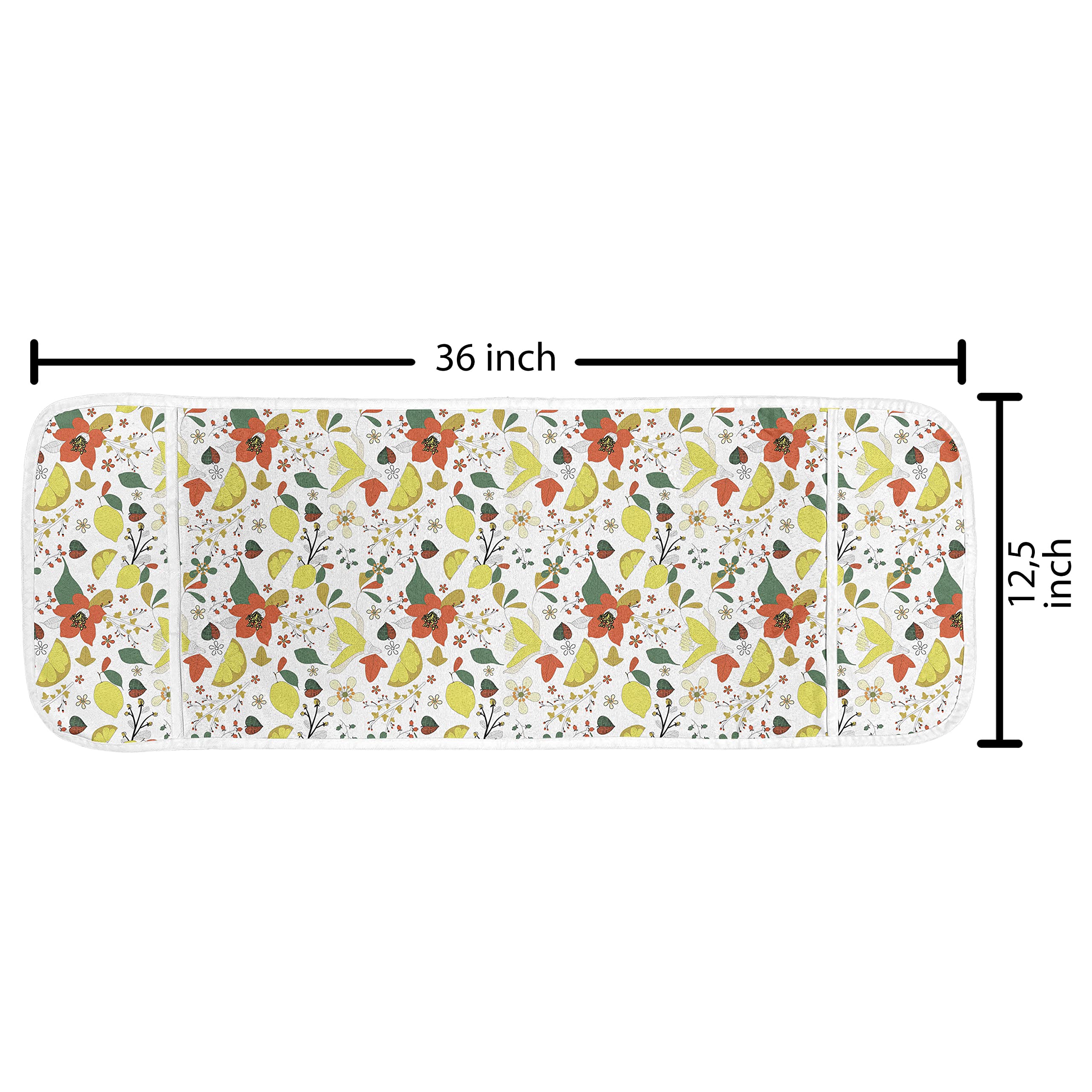 Ambesonne Floral Microwave Cover - Waterproof Kitchen Organizer with Pockets, Spring Flowers & Lemon Leaves Design, 36