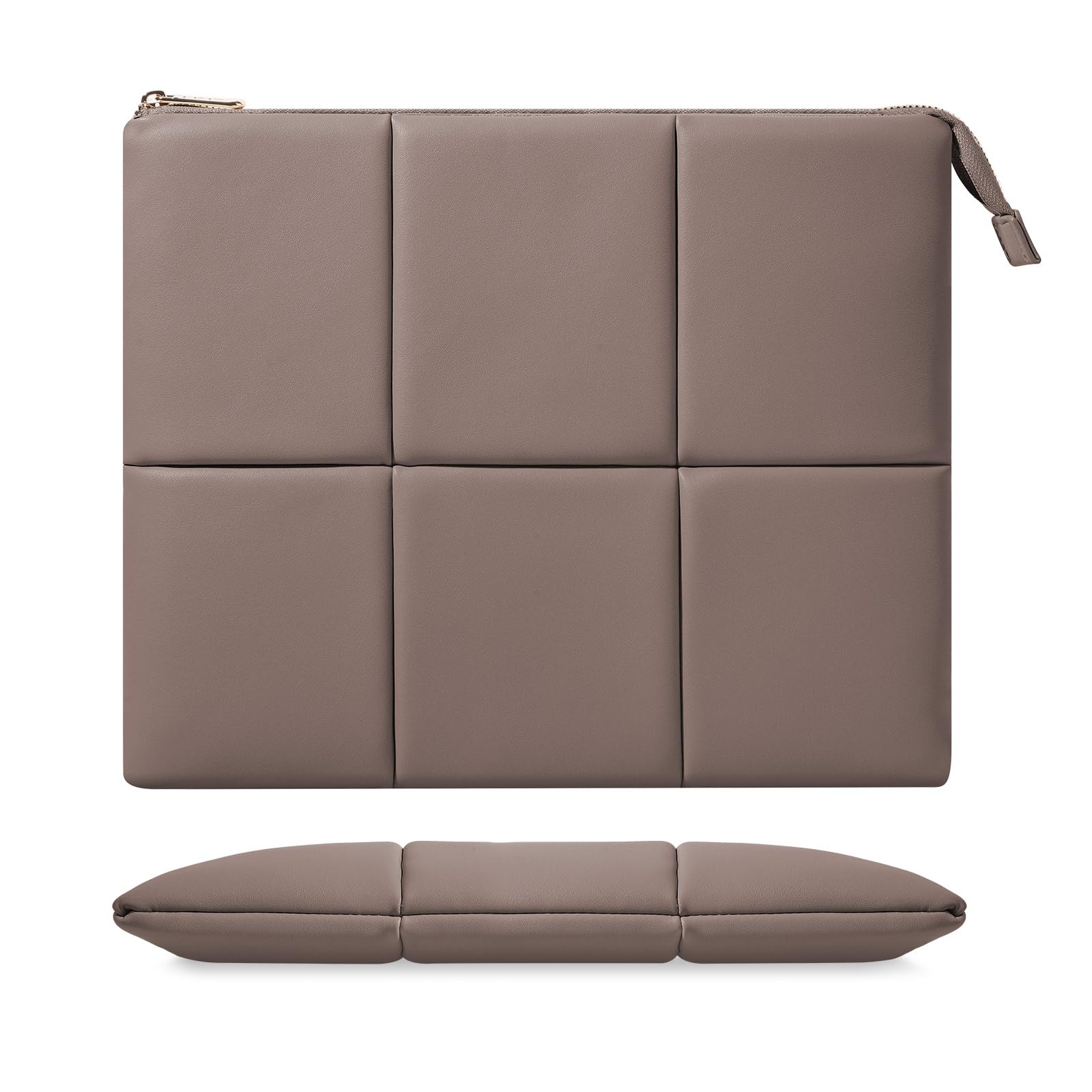 MoKo 11 Inch Tablet Sleeve Case - Premium PU Leather Protective Cover for iPad Pro 11 (M4/M2), iPad Air 10.9 (5th/4th Gen), iPad 10th Gen 10.9 - Built-in Elastic Band, Puffy Design - Perfect for Work, School & Travel (Coffee Brown)