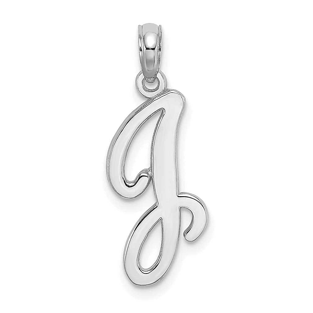 14K White Gold Script Letter J Initial Monogram Pendant Necklace - Dainty Personalized Jewelry Gift for Women, Her, Wife, Girlfriend - Perfect for Birthday, Anniversary, Valentine's Day & Everyday Wear