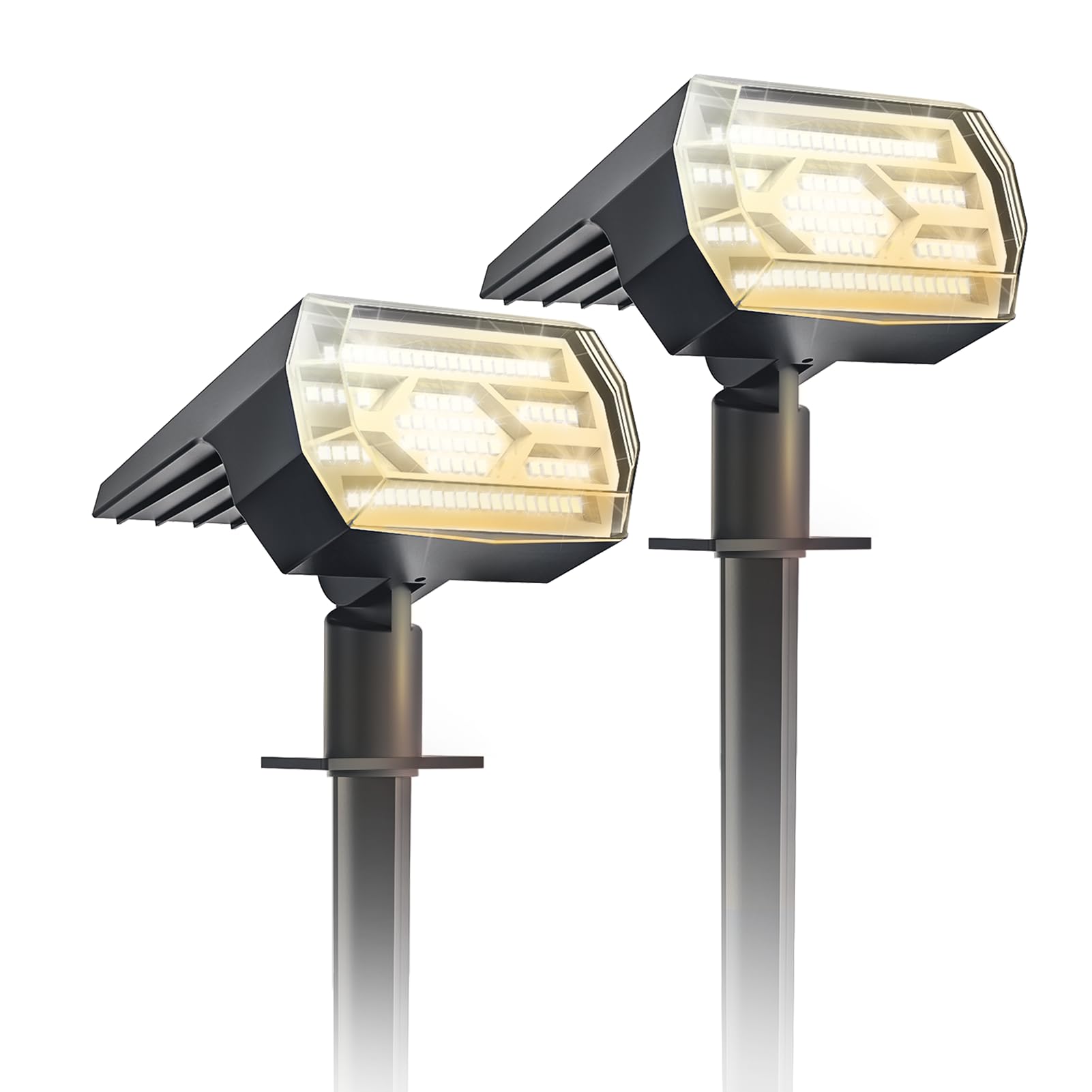 86 LED Solar Spotlights Outdoor 2 Pack - 3 Color Changing Solar Lights with Optical Lenses, IP67 Waterproof, Auto On/Off - Perfect for Yard, Garden, Lawn, Pathway & Landscape Lighting