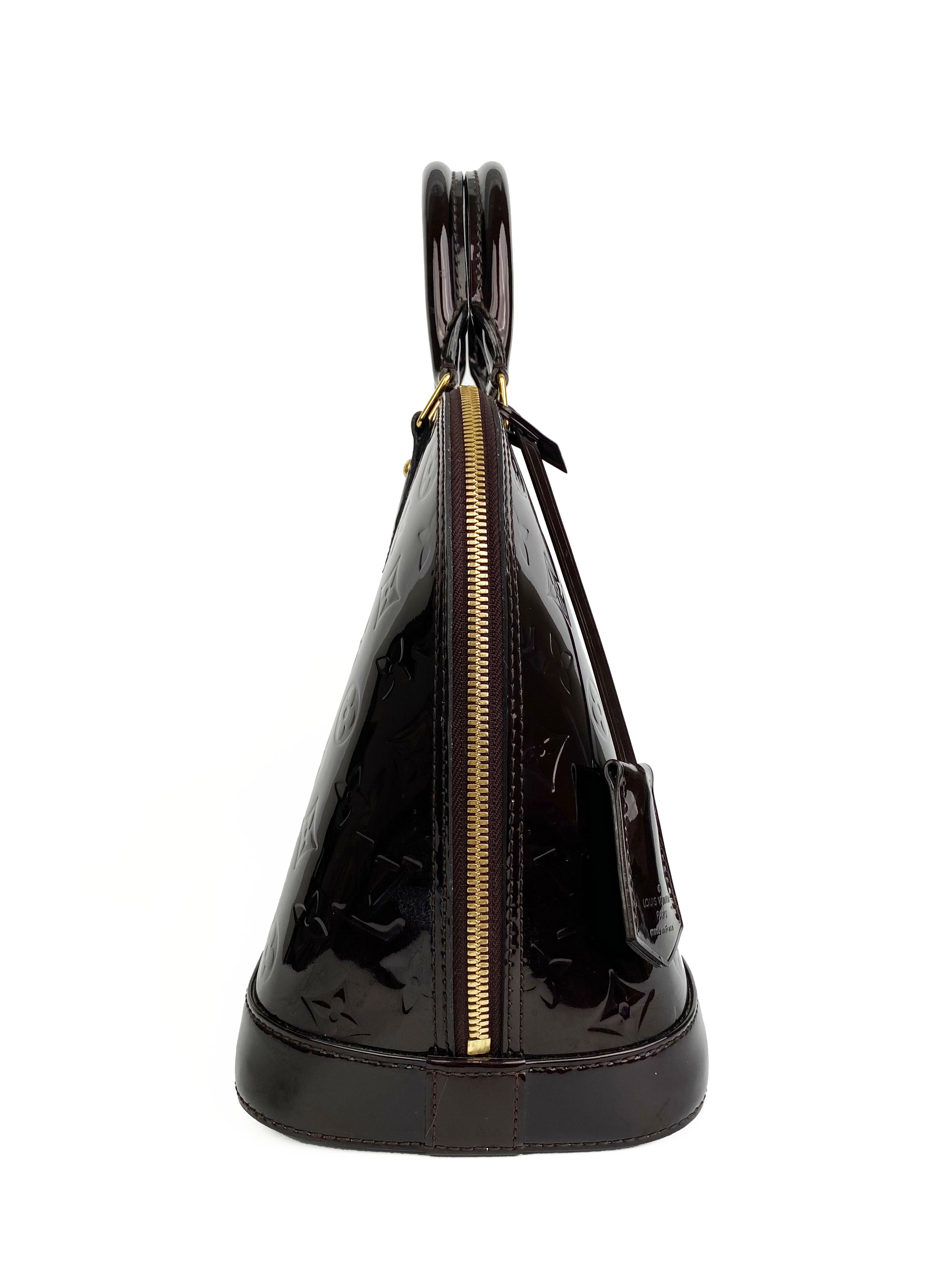 Authentic Louis Vuitton Amarante Alma PM Handbag - Monogram Vernis Leather Crossbody Purse for Women | Perfect for Work, Travel & Evening Events