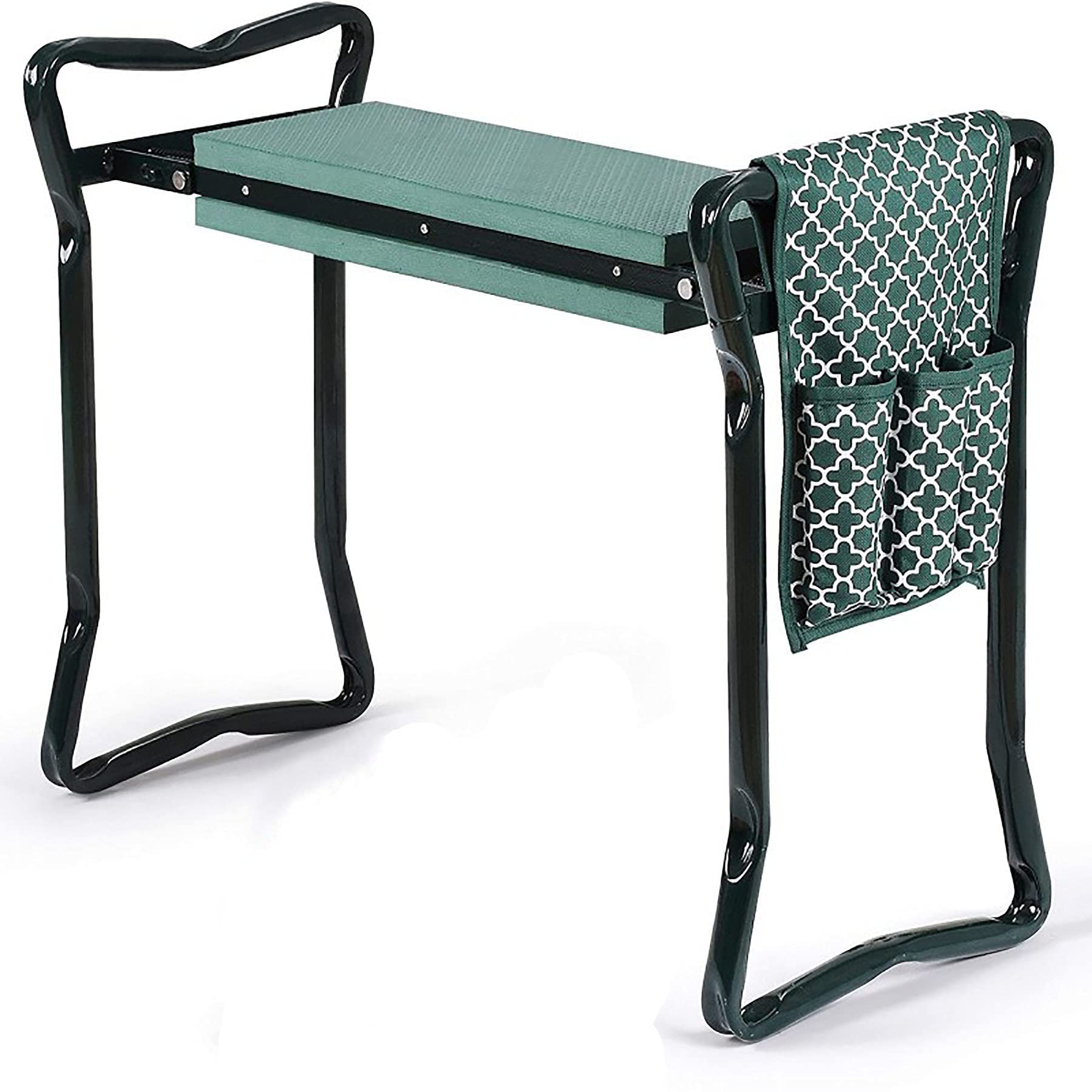 **Foldable Garden Kneeler Seat Stool with 2 Large Tool Pouches & Foam Pad - Protects Knees & Clothes from Dirt - Perfect for Gardening, Weeding & Outdoor Planting**