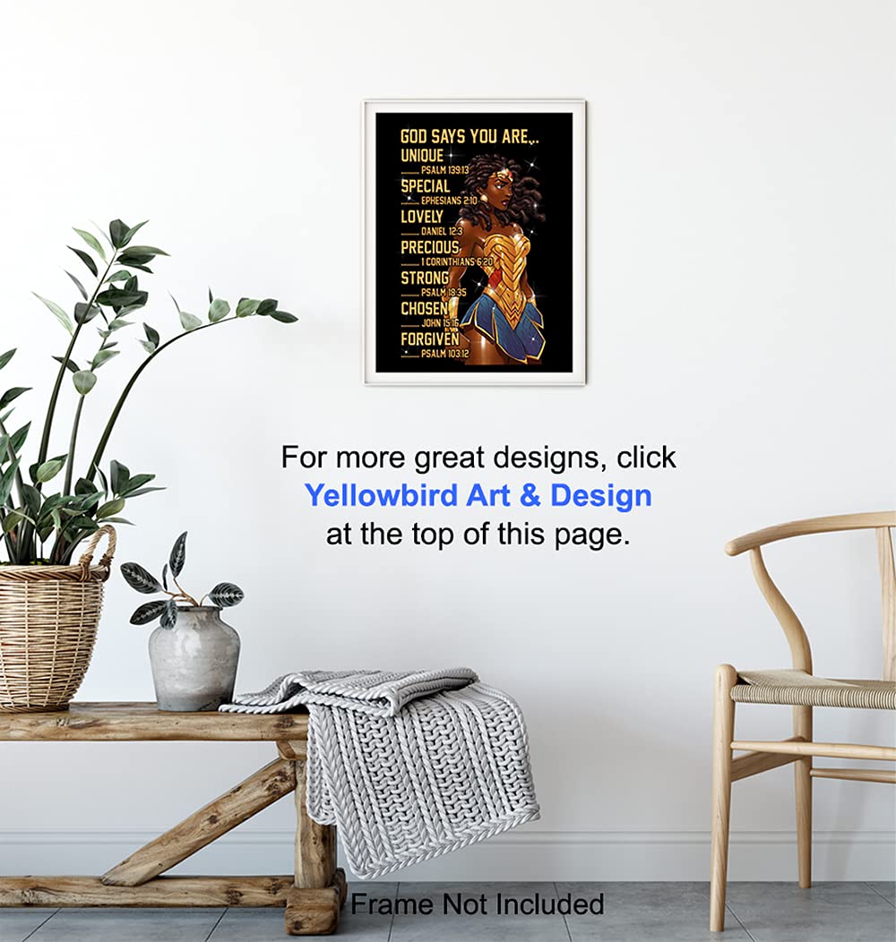 African American Wall Art - Christian Decor for Women & Girls - Bible Verse Gift