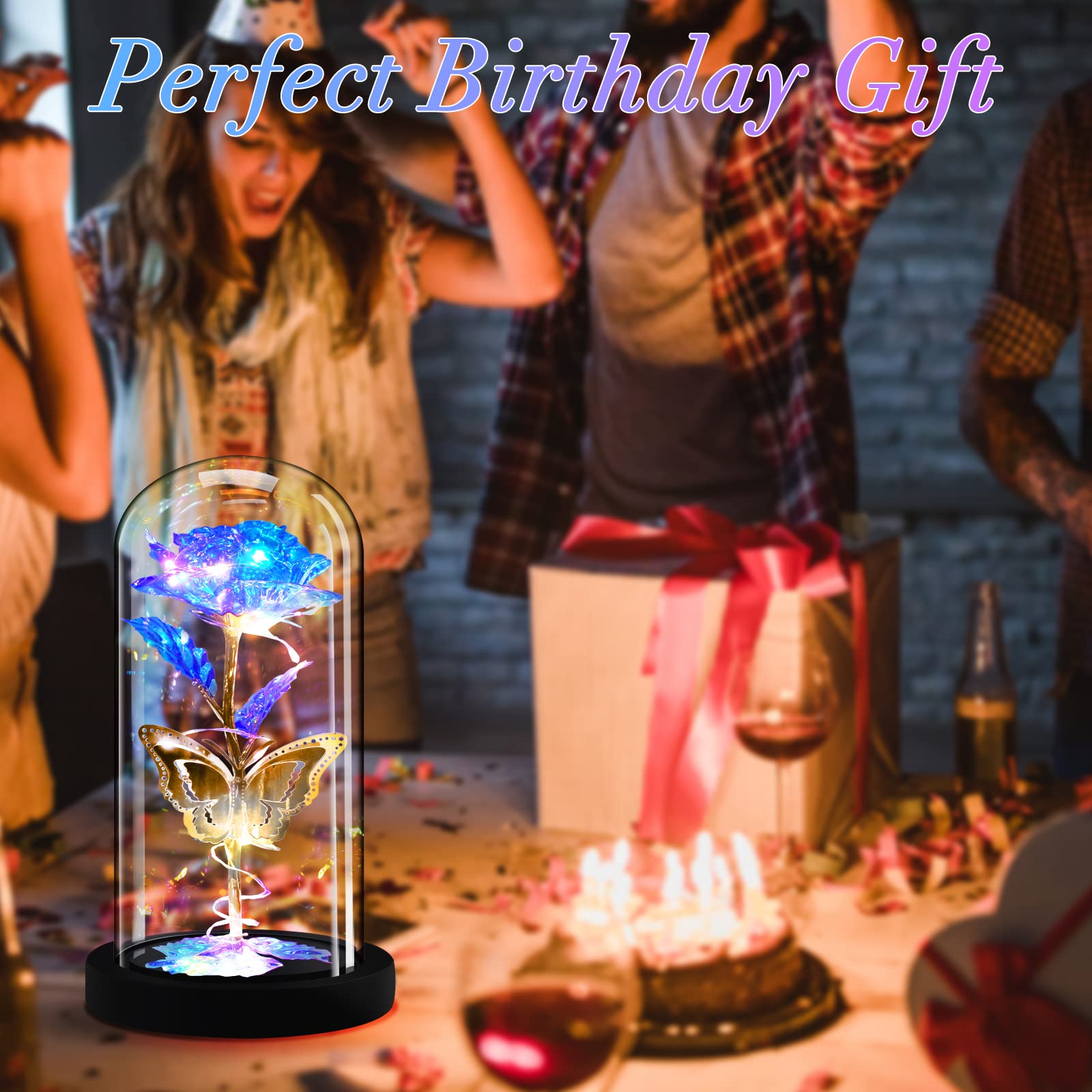 AHNNER Valentine's Day Rose Gift - Eternal Rose in Glass Dome for Women, Wife, Mom, Girlfriend | Beauty and The Beast Inspired LED Rose Light | Perfect Birthday, Anniversary & Romantic Gift for Her | Home Decor, Bedroom Night Light, Wedding Centerpiece