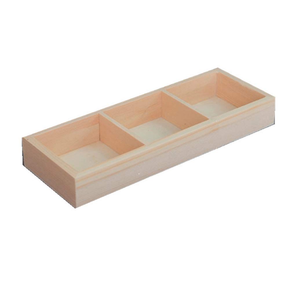 Walbest Succulent Plant Pot - Multi Grid Wooden Flower Planter Box with 3 Grids for Bonsai, Desktop Storage & Home Decor | Perfect for Office, Living Room & Indoor Plants