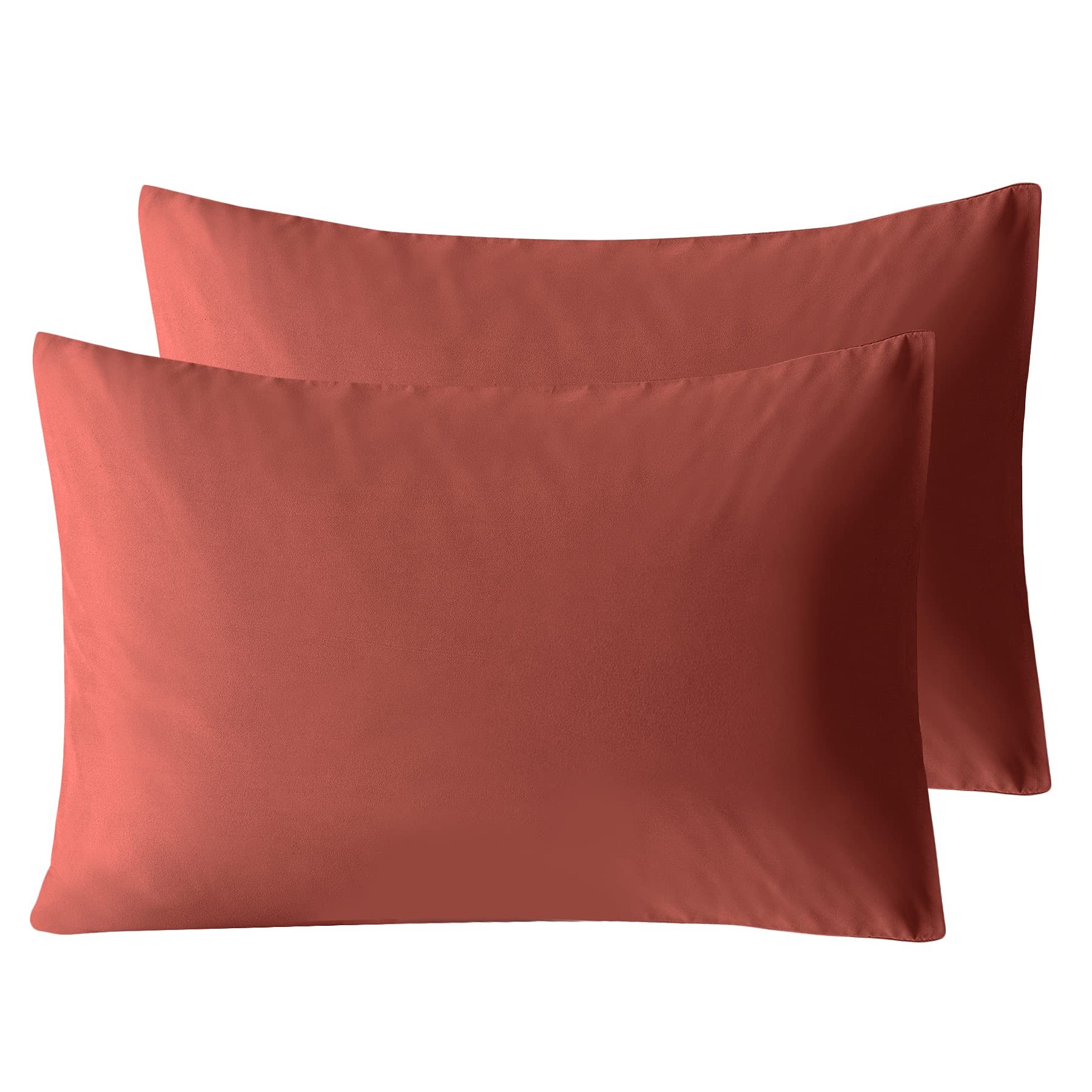 Premium 2 Pack King Size Pillow Cases - 1800 Thread Count Microfiber Pillow Cover Set with Envelope Closure, Ultra Soft & Wrinkle Resistant, 20x36 Inches (Orange Rust) - Perfect for Bedroom, Hotel & Home Decor