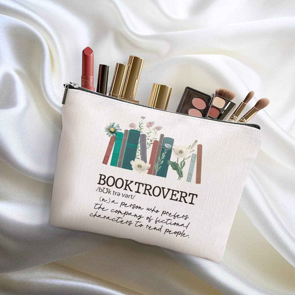 Book Themed Gifts - Book Lover Accessories Makeup Bag & Cosmetic Pouch with Zipper - Perfect for Book Club, Librarians & Readers - Great for Christmas, Thanksgiving & Birthday Presents - Ideal for Bookish Women, Best Friends & Daughters - Use as Travel Toiletry Bag or Daily Makeup Organizer