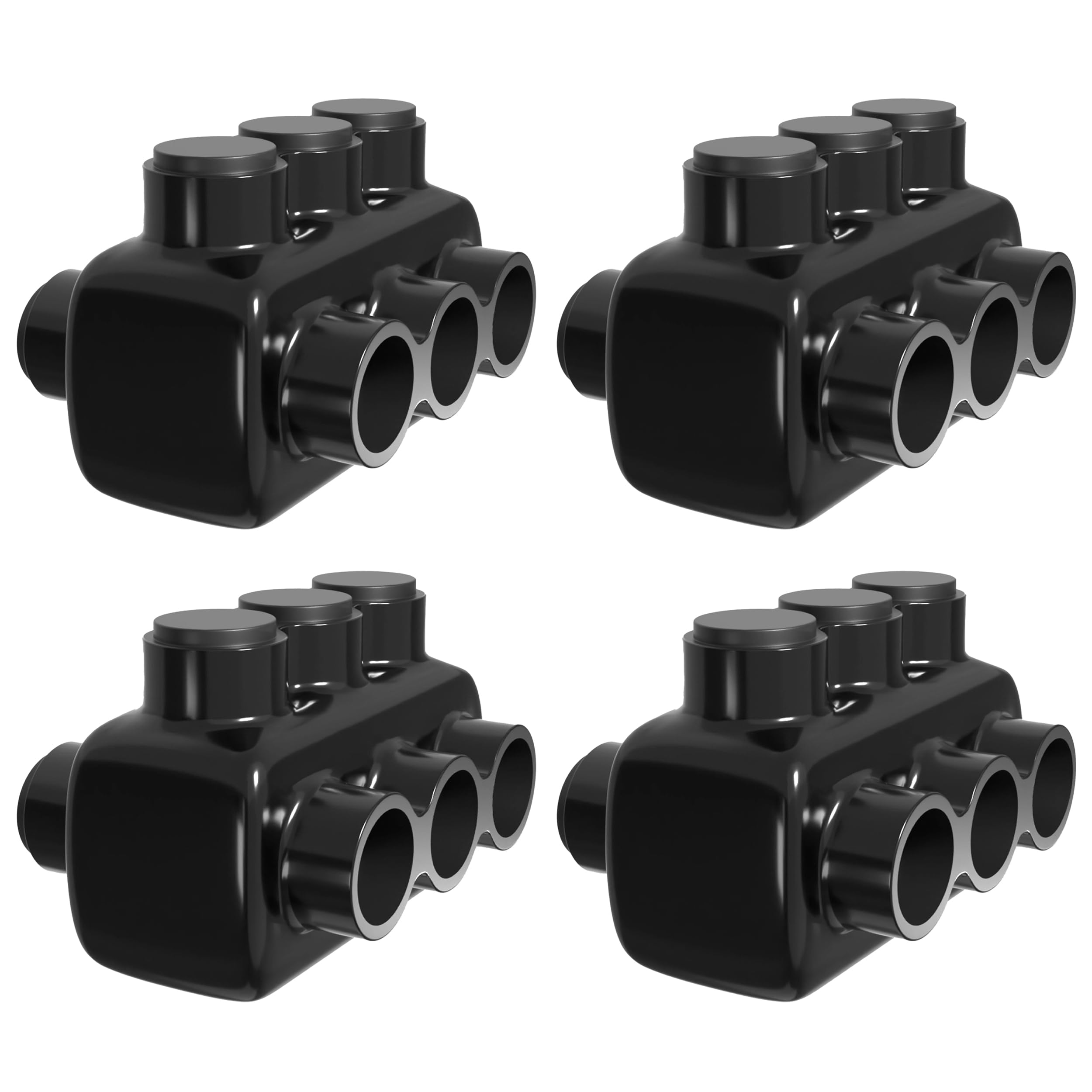 OHLECTRIC 4 Pack Insulated Wire Connectors - 3 Port Dual Side Entry for 250-6 AWG Wire Range with 5/16