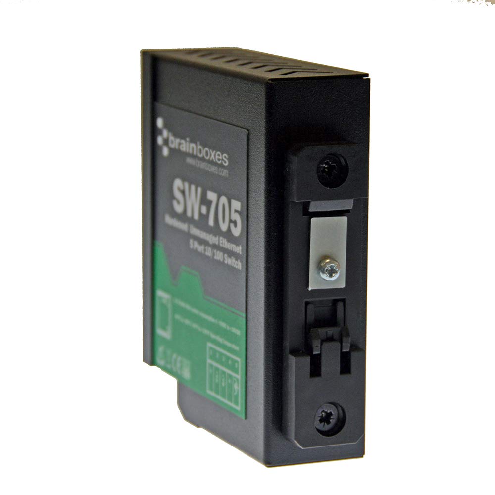 Brainboxes 5 Port Unmanaged Ethernet Switch - Industrial-Grade DIN Rail Mount Network Switch for Factory Automation & Harsh Environments